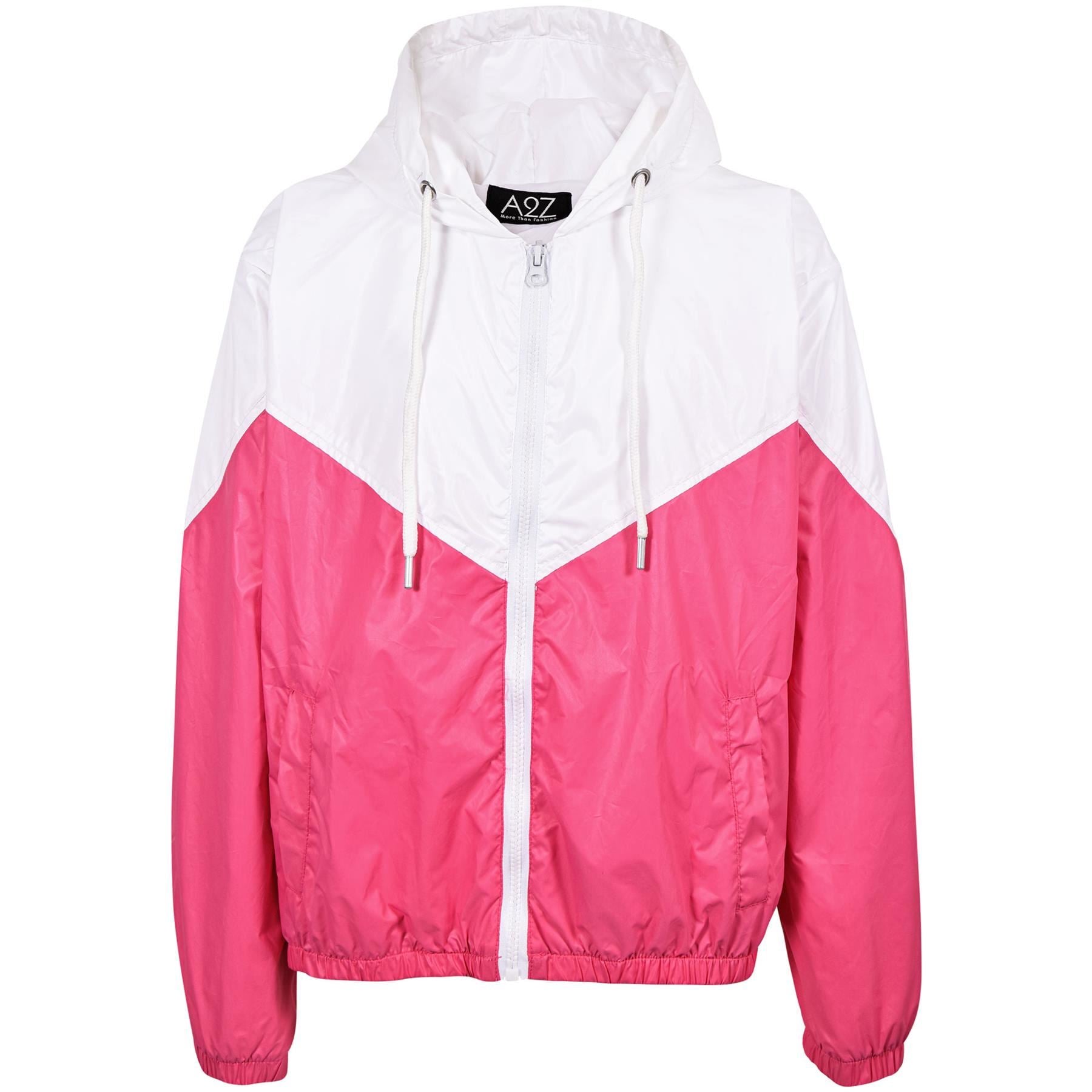 Girls Boys Contrast Panelled Lightweight Pink Windbreaker Jacket