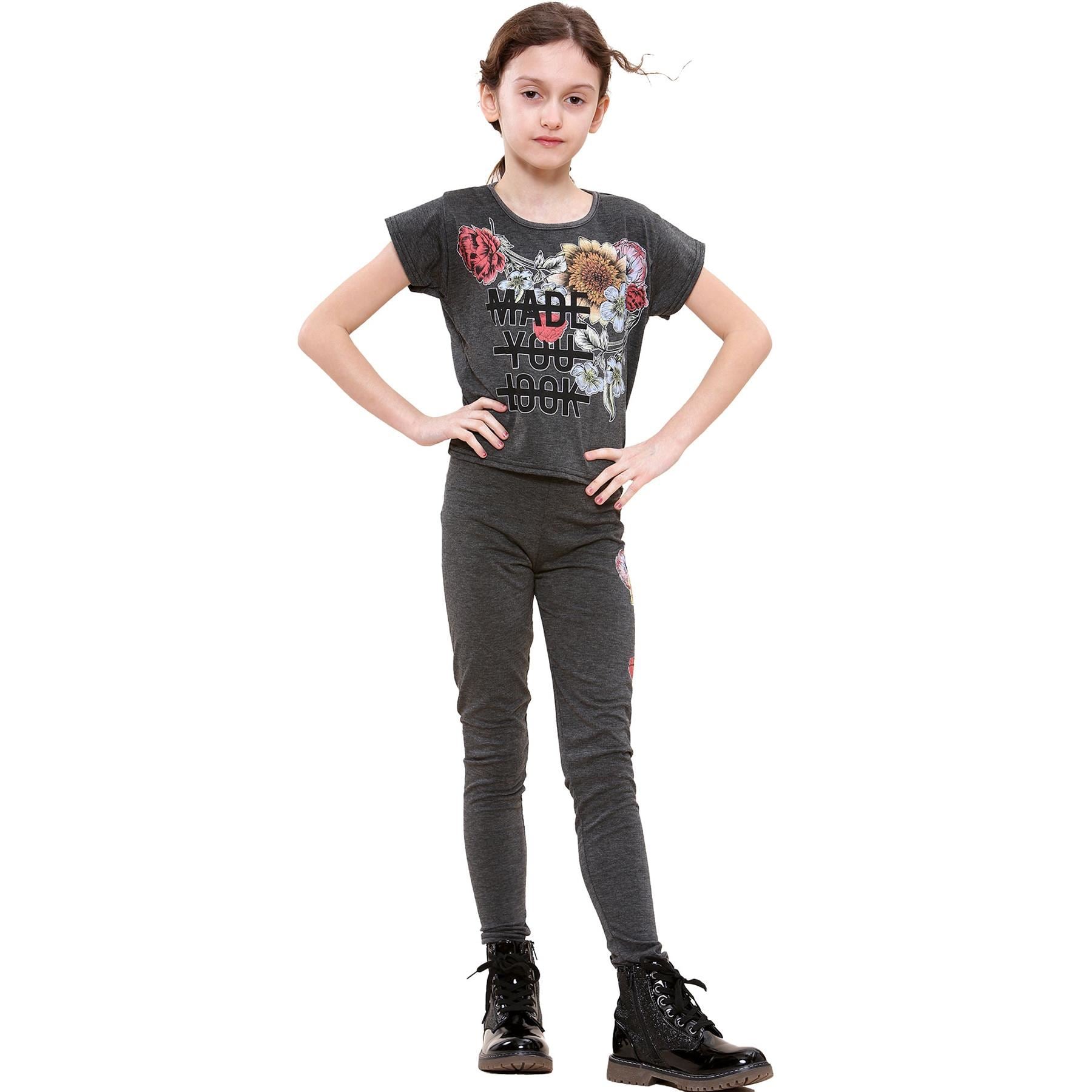 Kids Girls Made You Look Print T Shirt Top & Legging Set