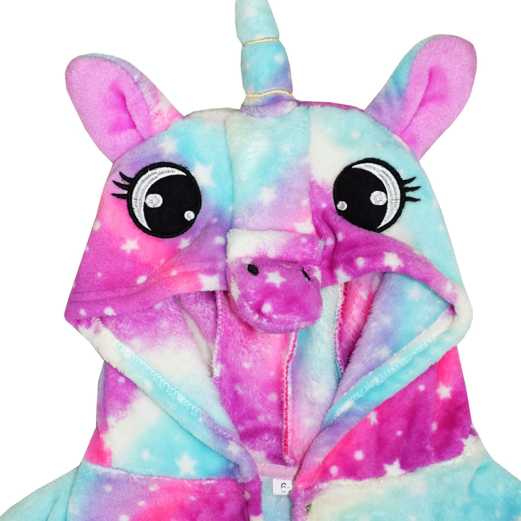 Kids Girls Boys Super Soft 3D Animal Unicorn Pink Galaxy Hooded Bathrobe