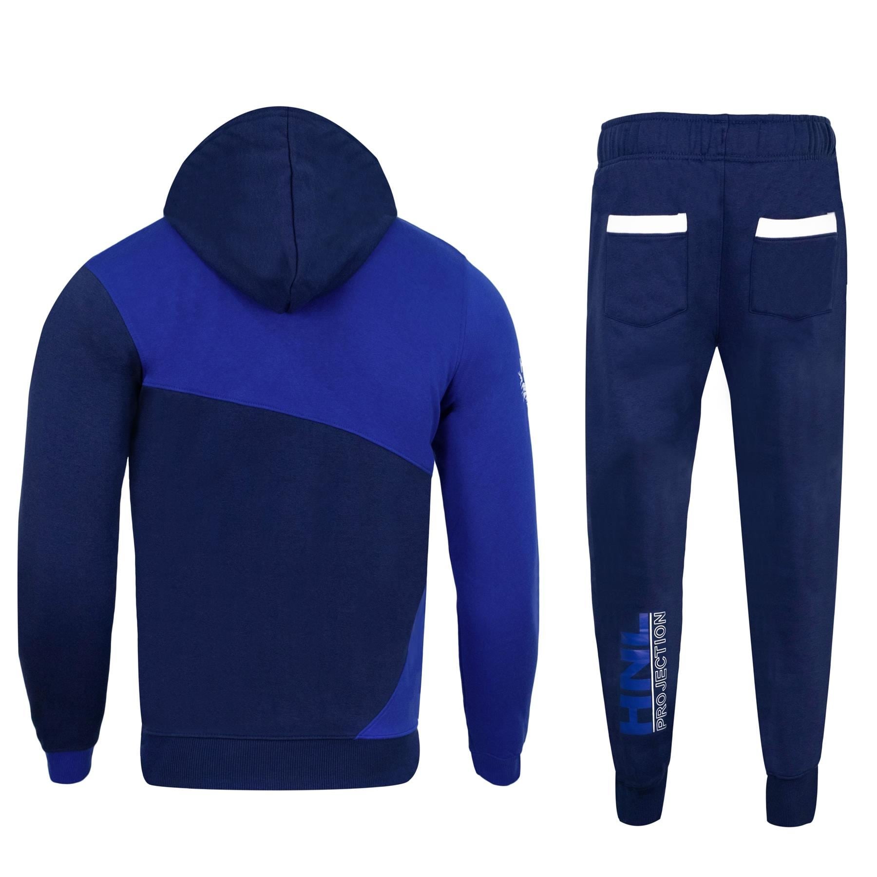 Kids Boys Girls Unisex Tracksuit Indigo & Blue HNL Zipped Hoodie Bottom Joggers