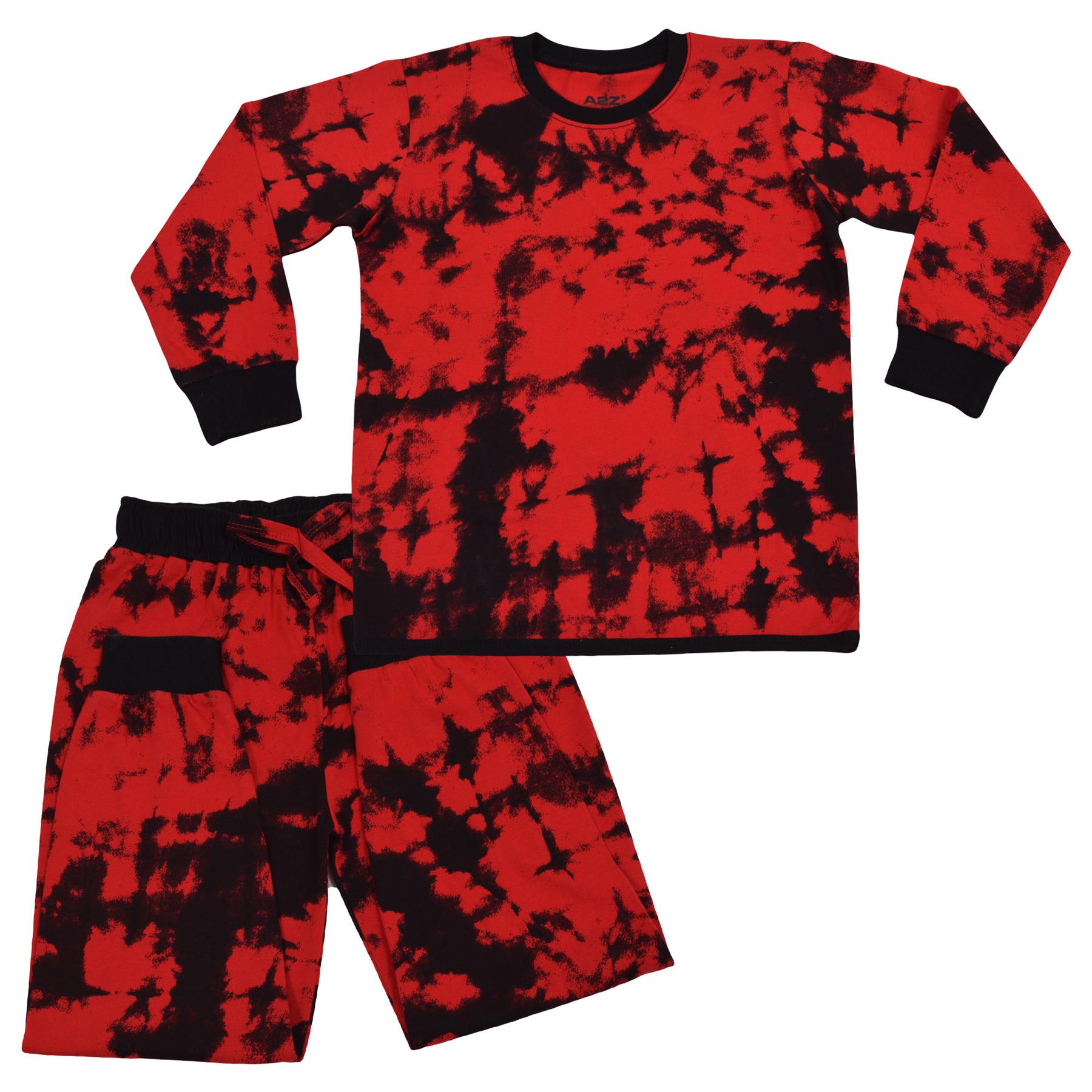 Kids Girls Tie Dye Red Print Pyjamas Set - Kids Clothing Store