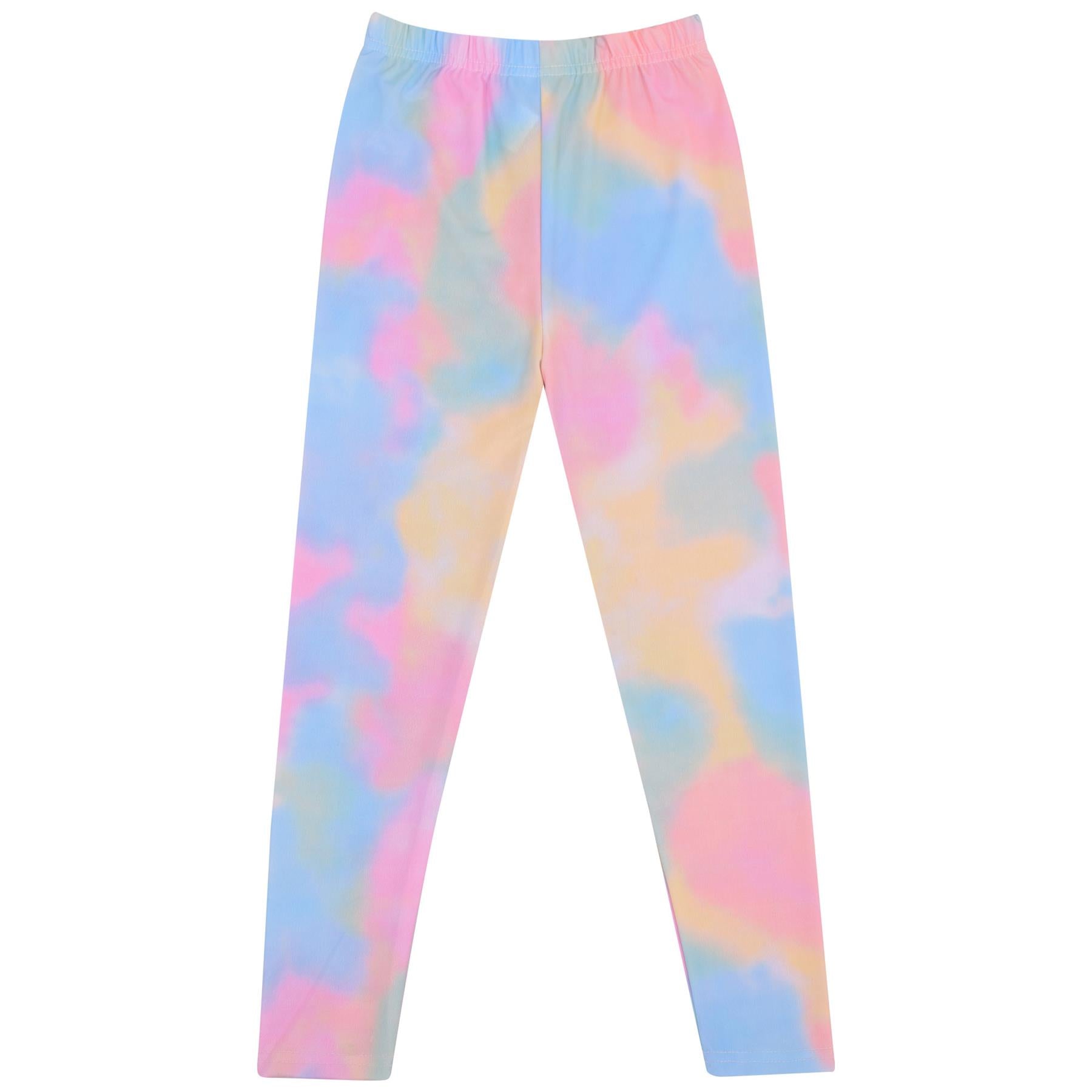 Girls Tie Dye Print Rainbow Soft Stretchy Fashion Leggings