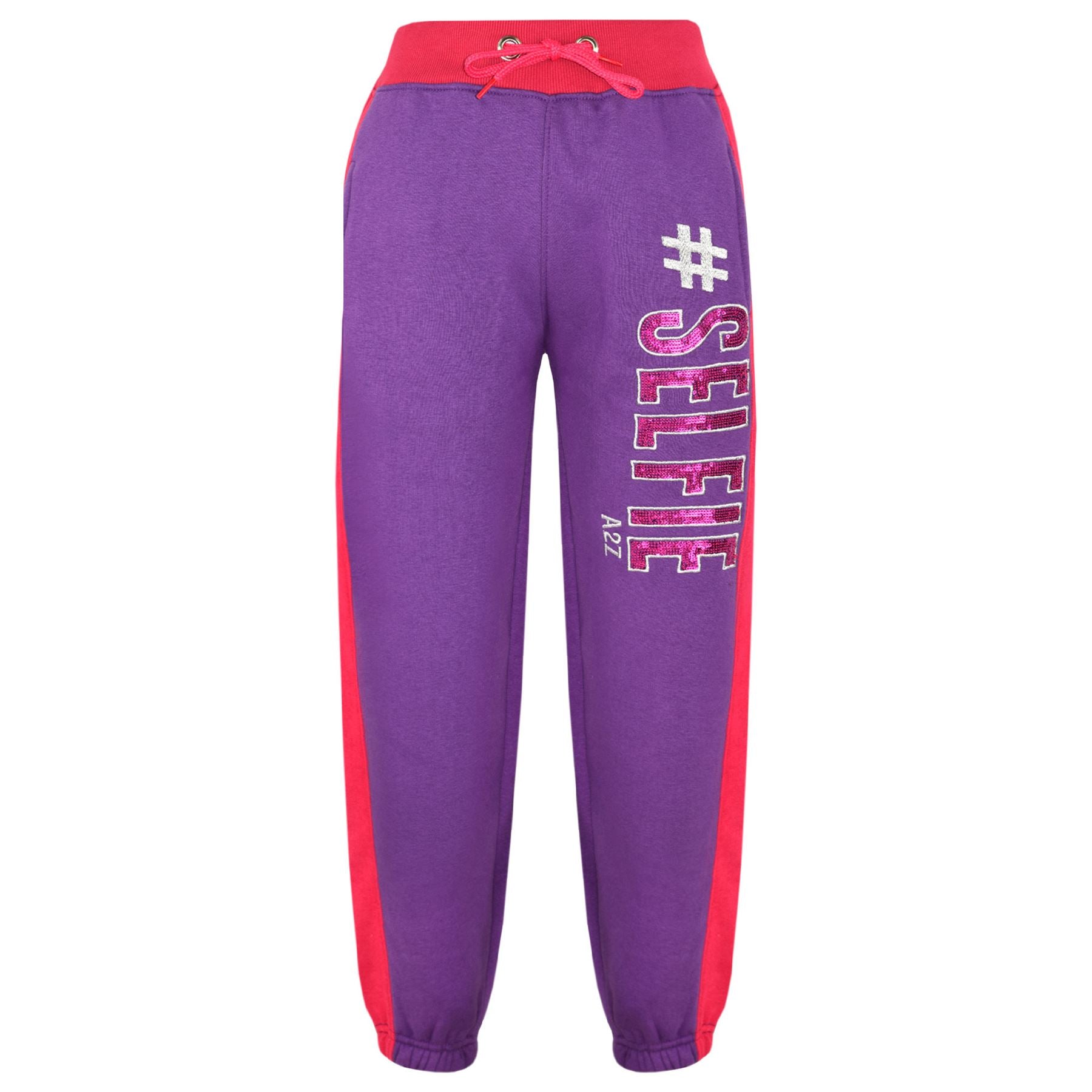 Girls #SELFIE Sequin Embroidered Purple & Pink Tracksuit