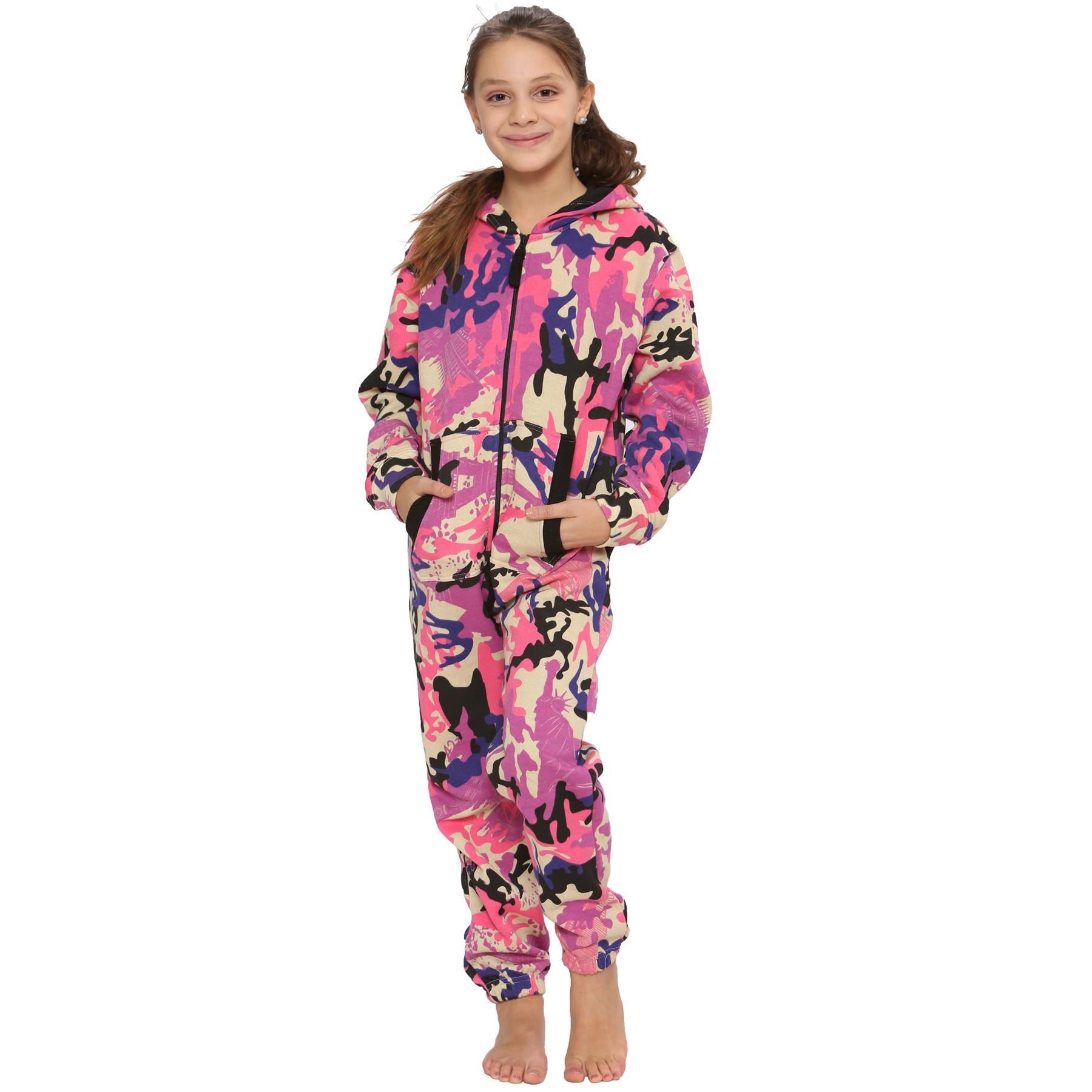 Girls Baby Pink Fleece Sleepsuit Onesie - Kids Clothing Store