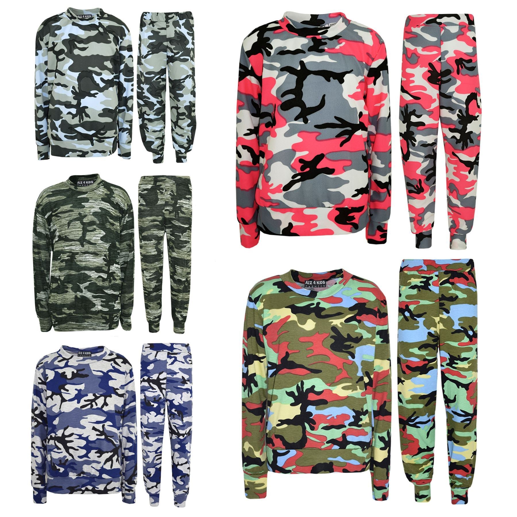 Kids Girls Lounge Suit Camouflage Jogsuit Top