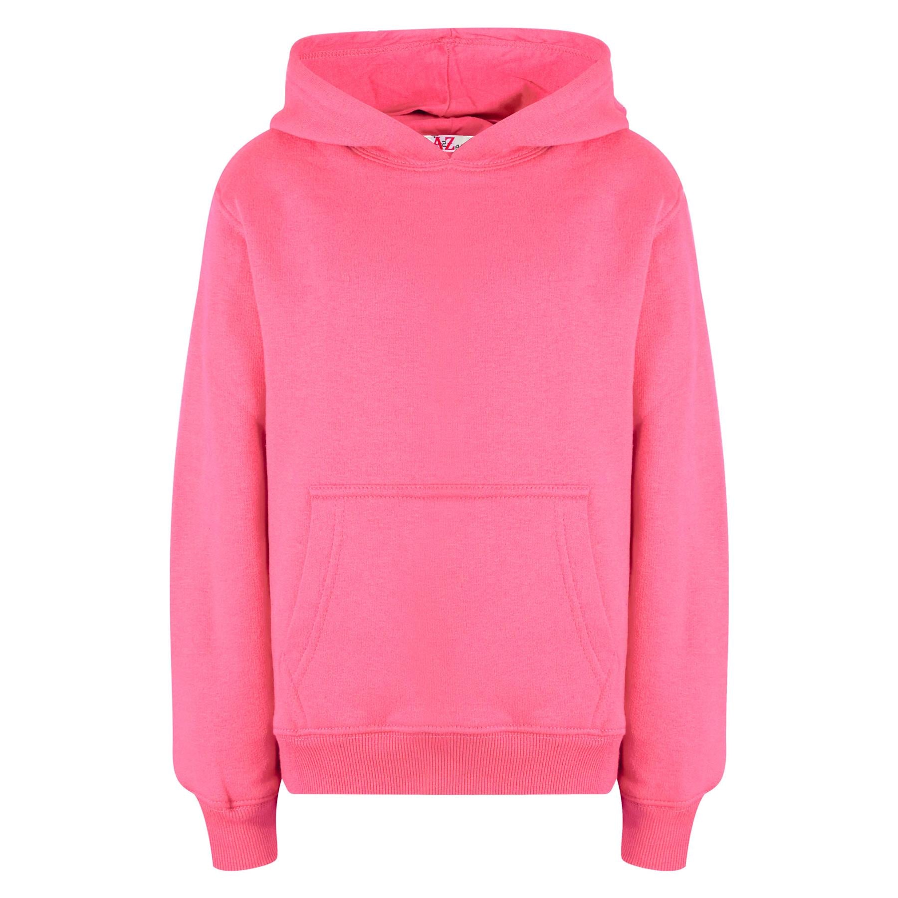 Kids Girls Boys Plain Crew Neck Hooded Sweatshirt