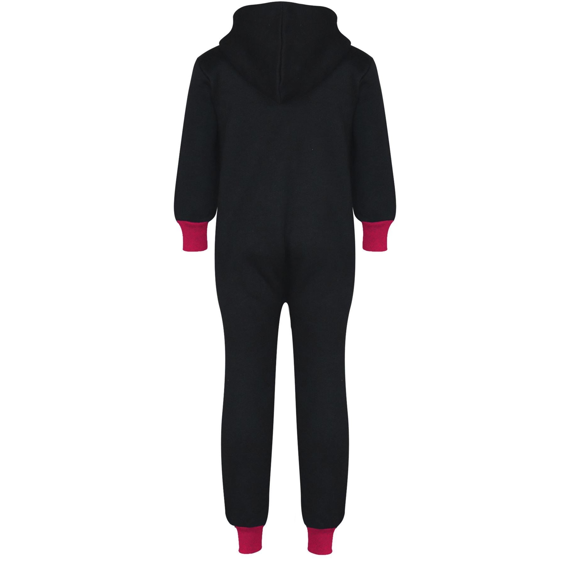 Kids Girls Fleece Contrast A2Z One Piece Pink Onesie