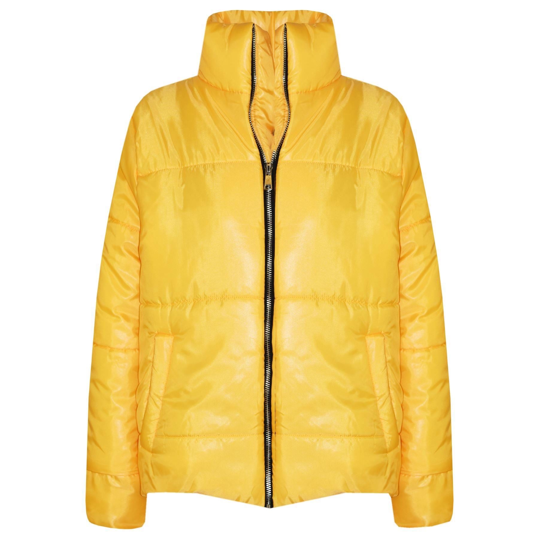 Girls Mustard Wetlook Padded Quilted Puffer Jacket - Kids Clothing Store