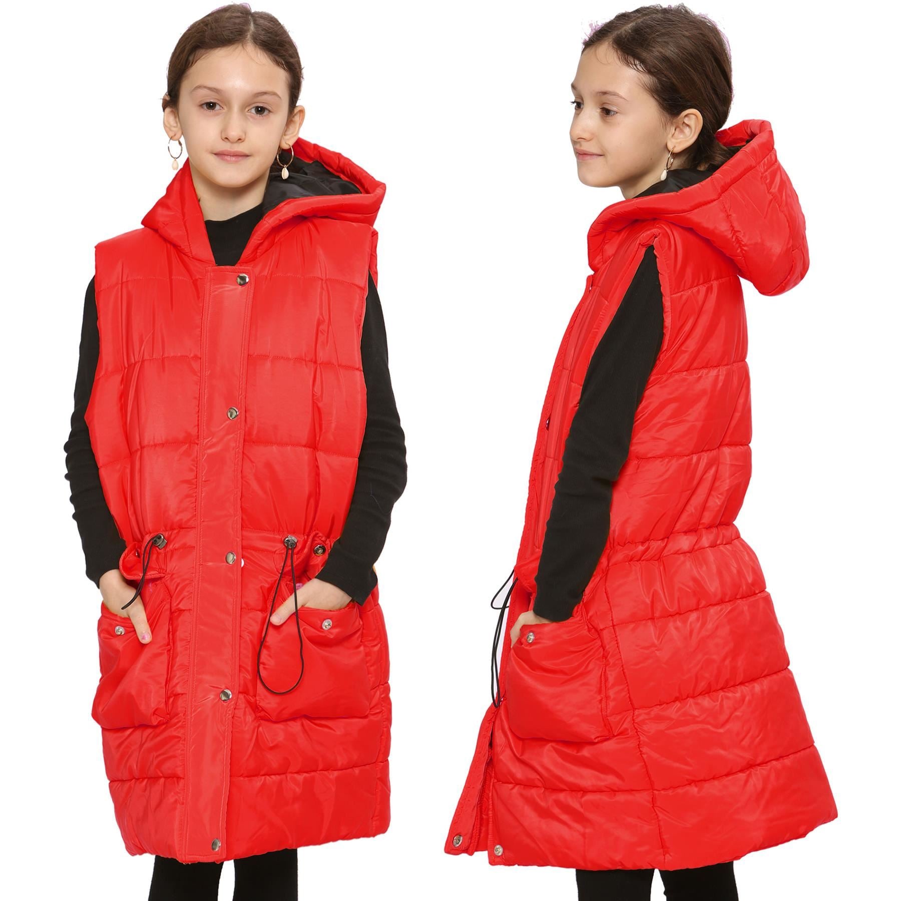 Kids Girls Oversized Gilet Long Line Style Jacket