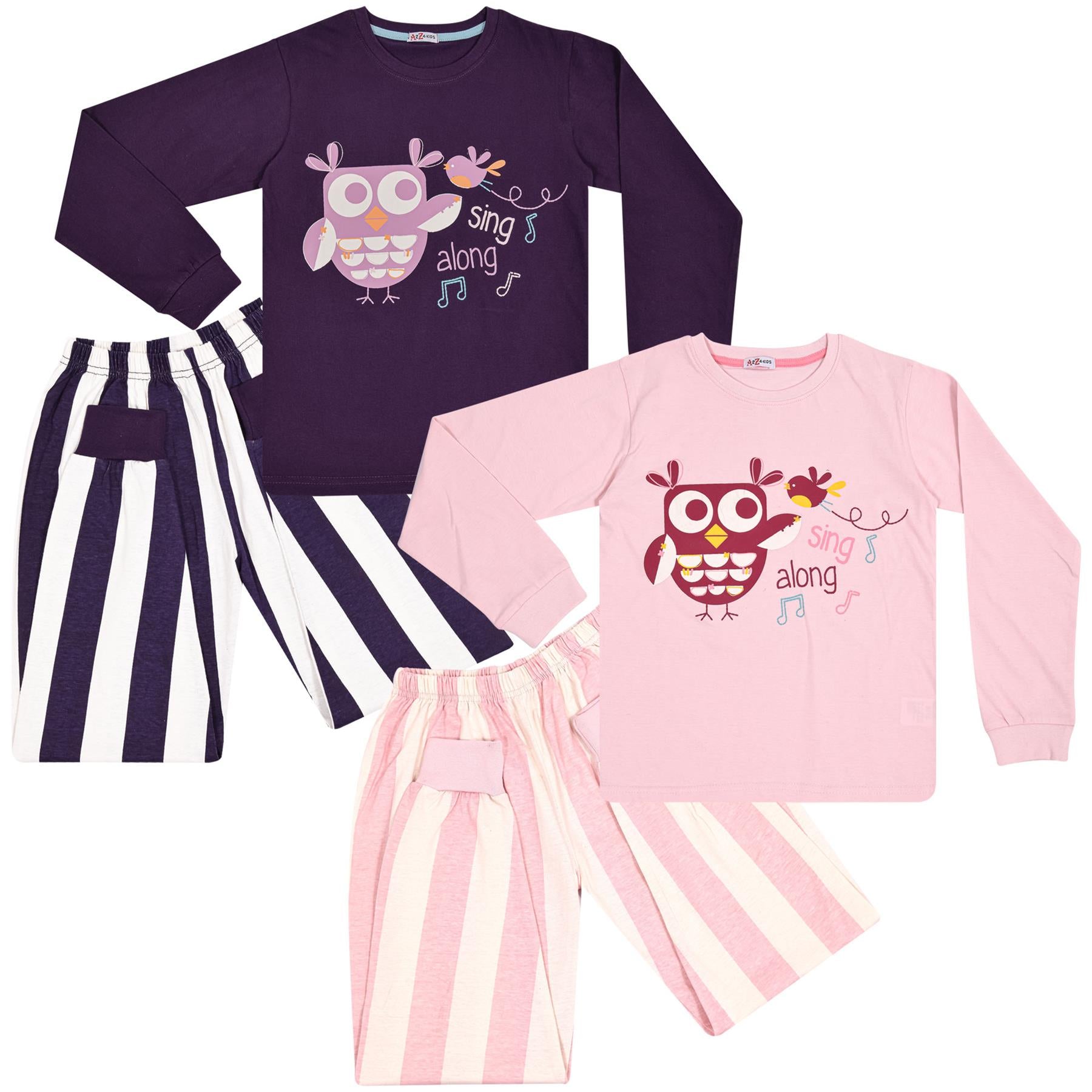 Kids Girls Sing Along Print Purple Pyjamas Set