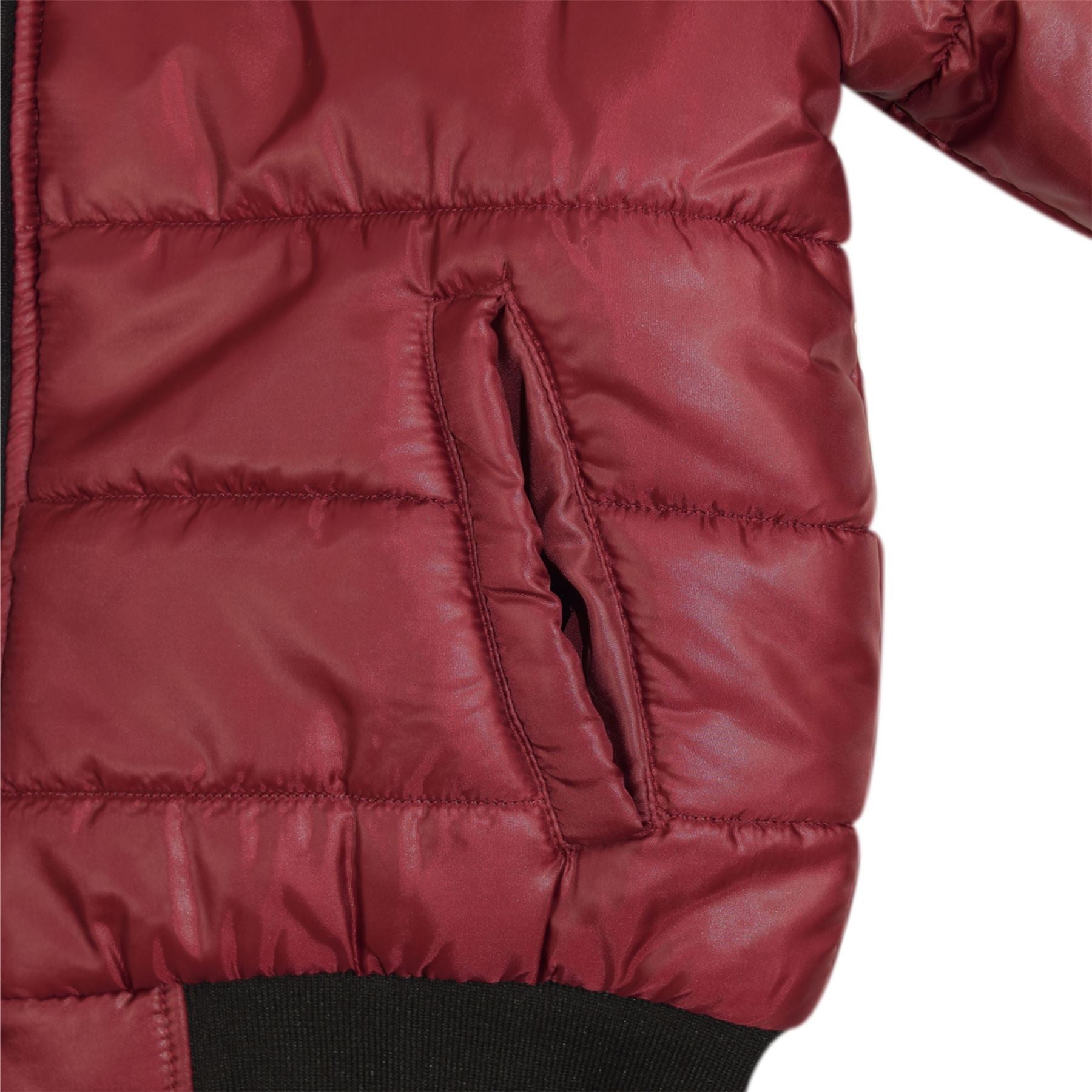 Kids Girls Boys Fux Fur Wine Hooded Puffer Jacket