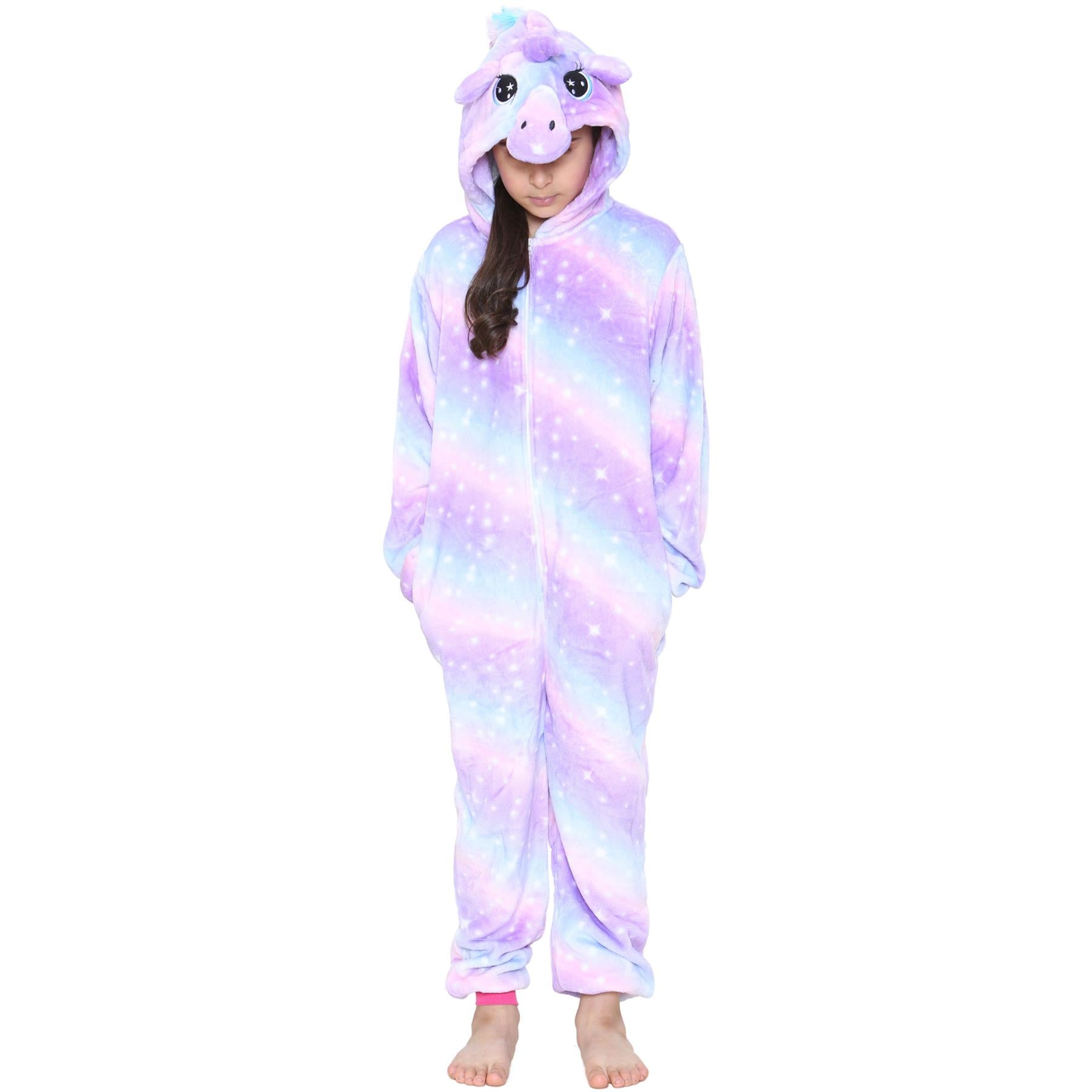 Kids A2Z Onesie One Piece Unicorn Galaxy Lilac Pyjamas World Book Day Costume