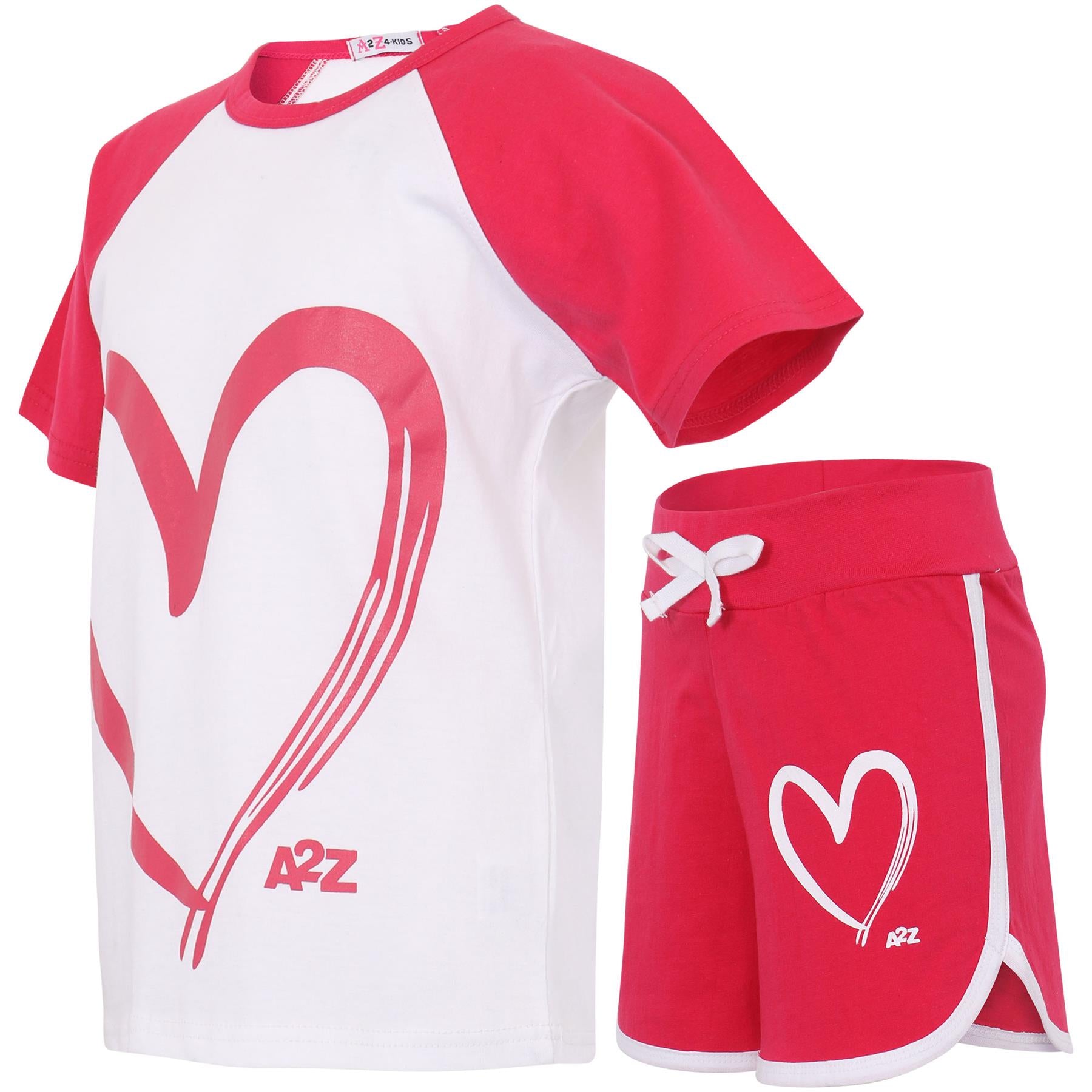 A2Z 4 Kids Girls T-shirt Top Shorts Set Summer Outfits Raglan Style 2 Piece Sets