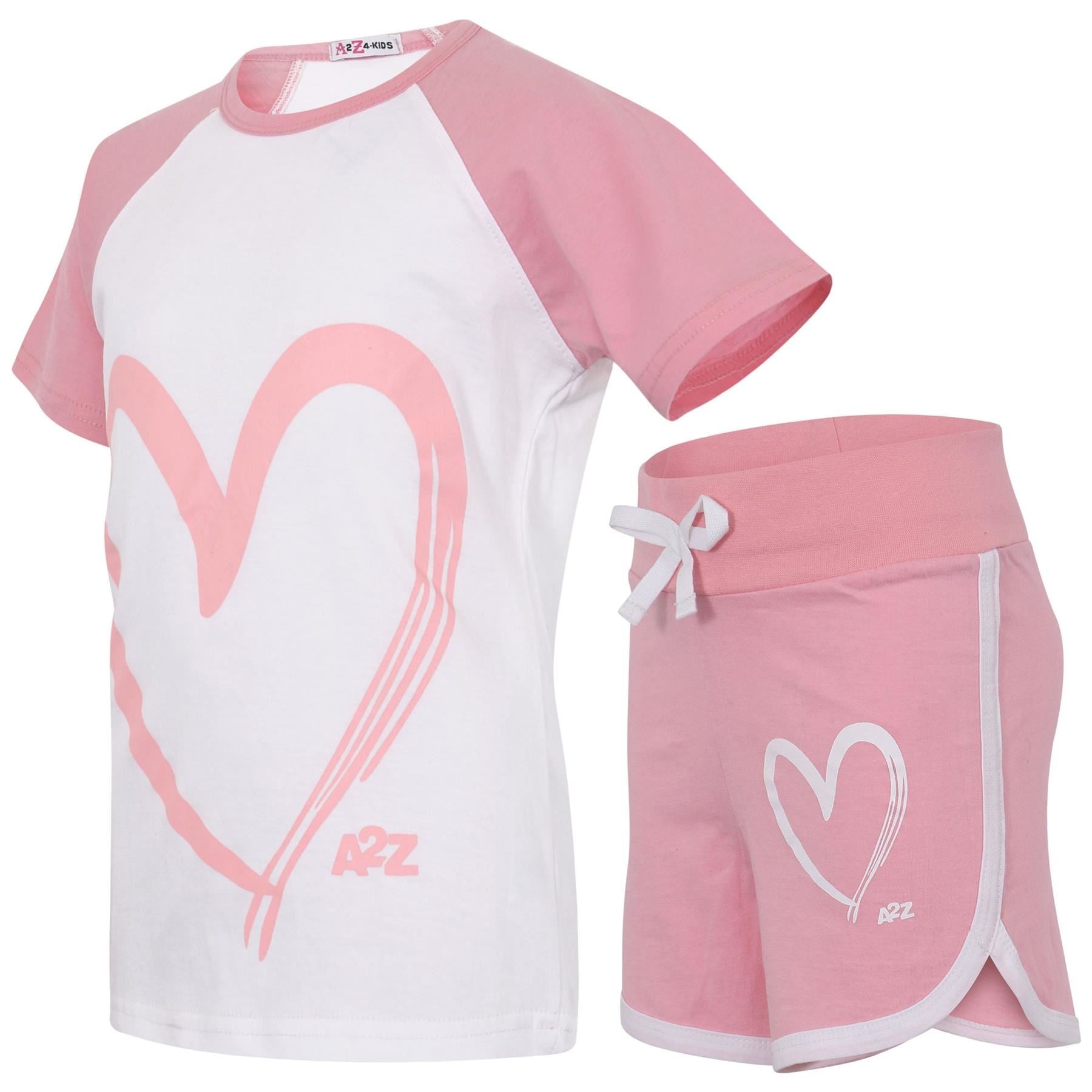 Girls T Shirt Sports Baby Pink Summer Outfit Shorts Set