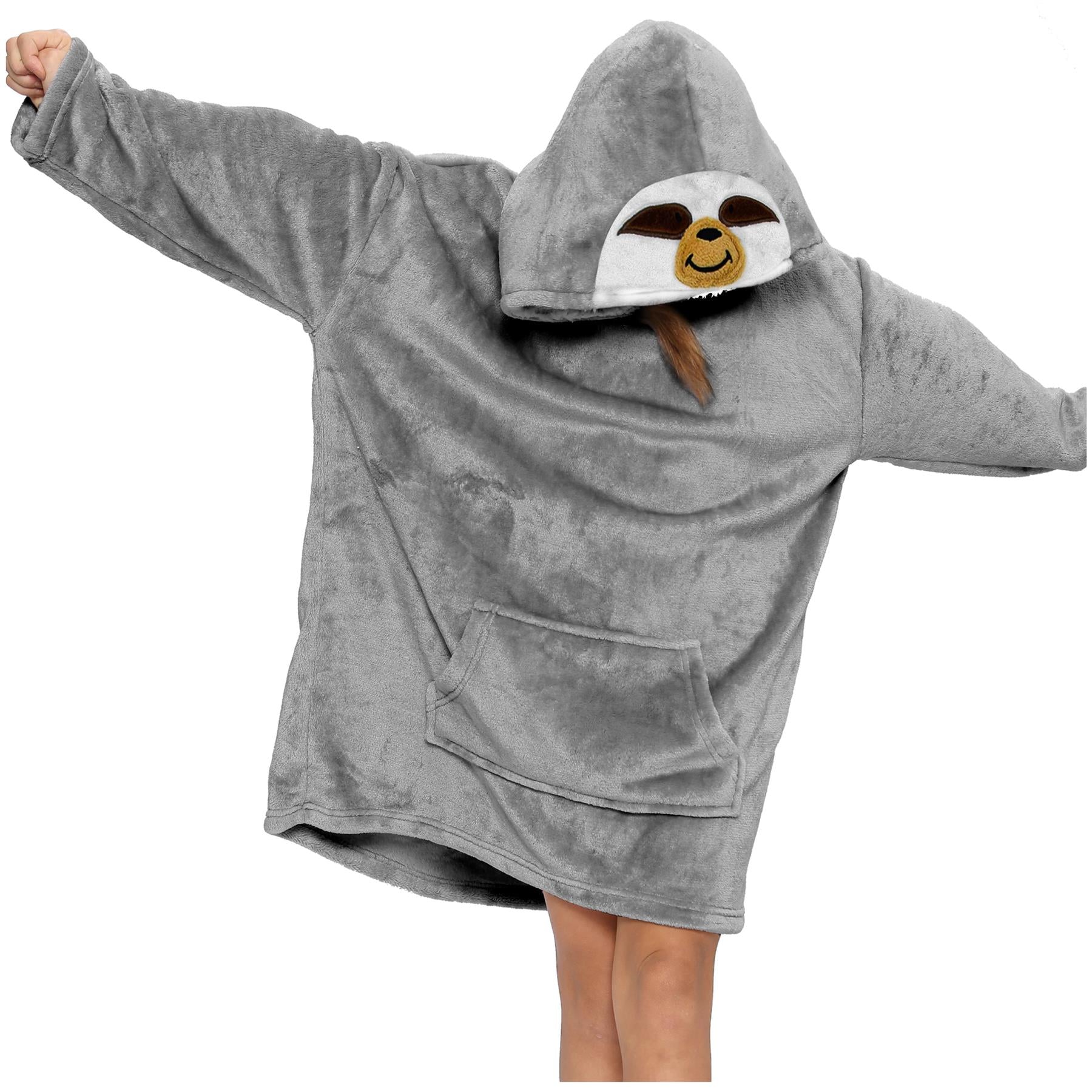 Unisex Men Ladies Oversized Hoodie Animal Snuggle Blanket Super Soft Warm Fleece