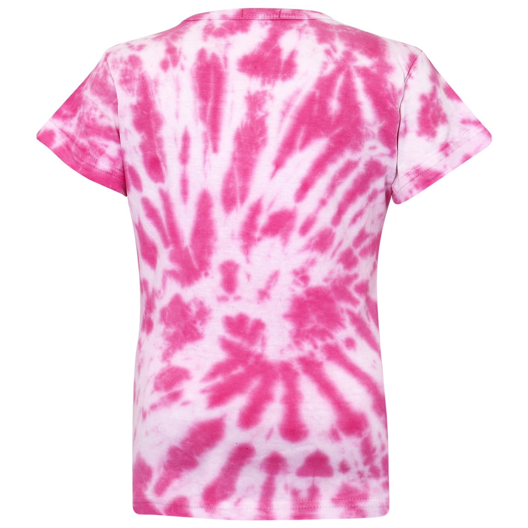 Girls T Shirts Dyed Pink Tie Dye Print Trendy Fashion