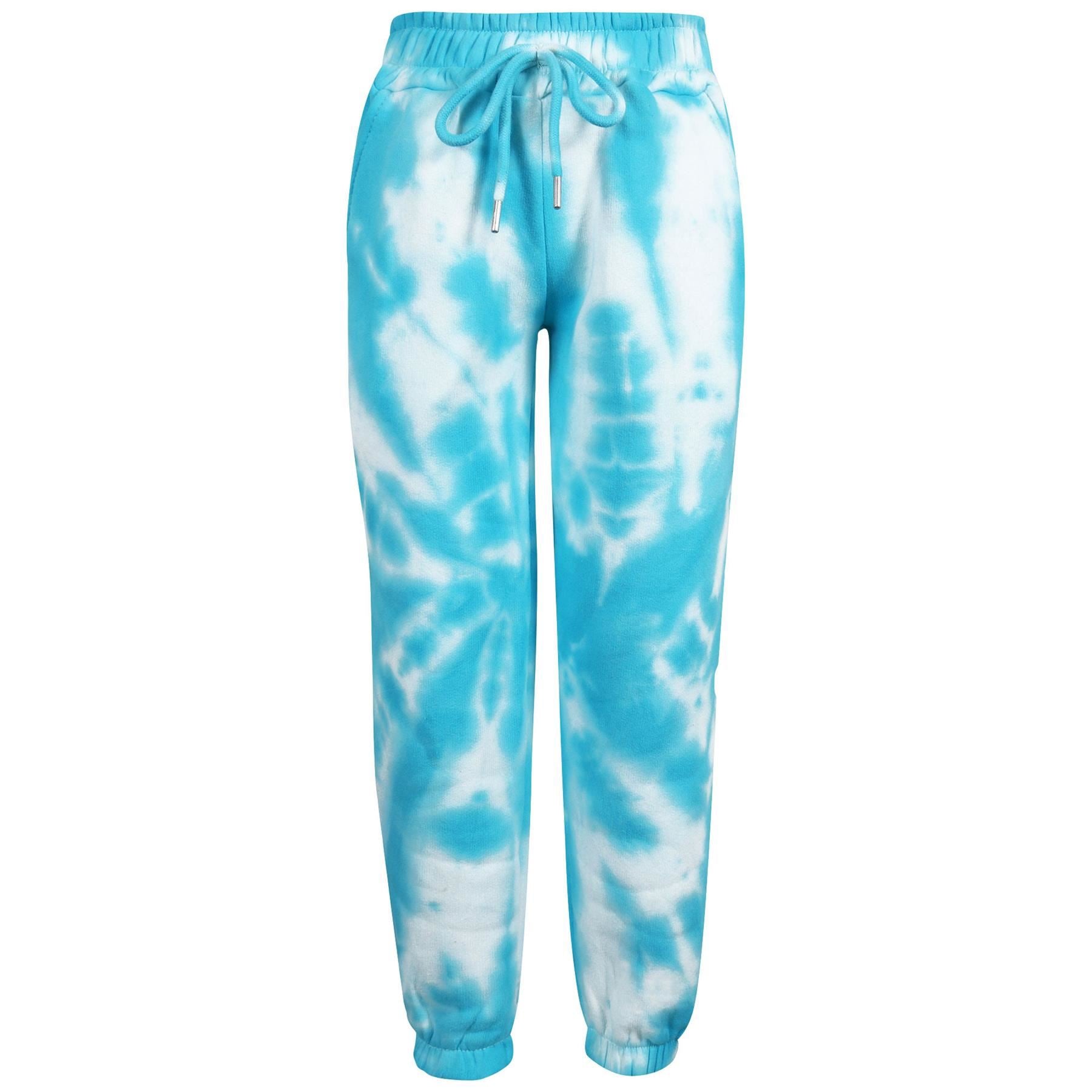 Kids Girls Tie Dye Tracksuit Gym Cropped Hoodie Sweatpants