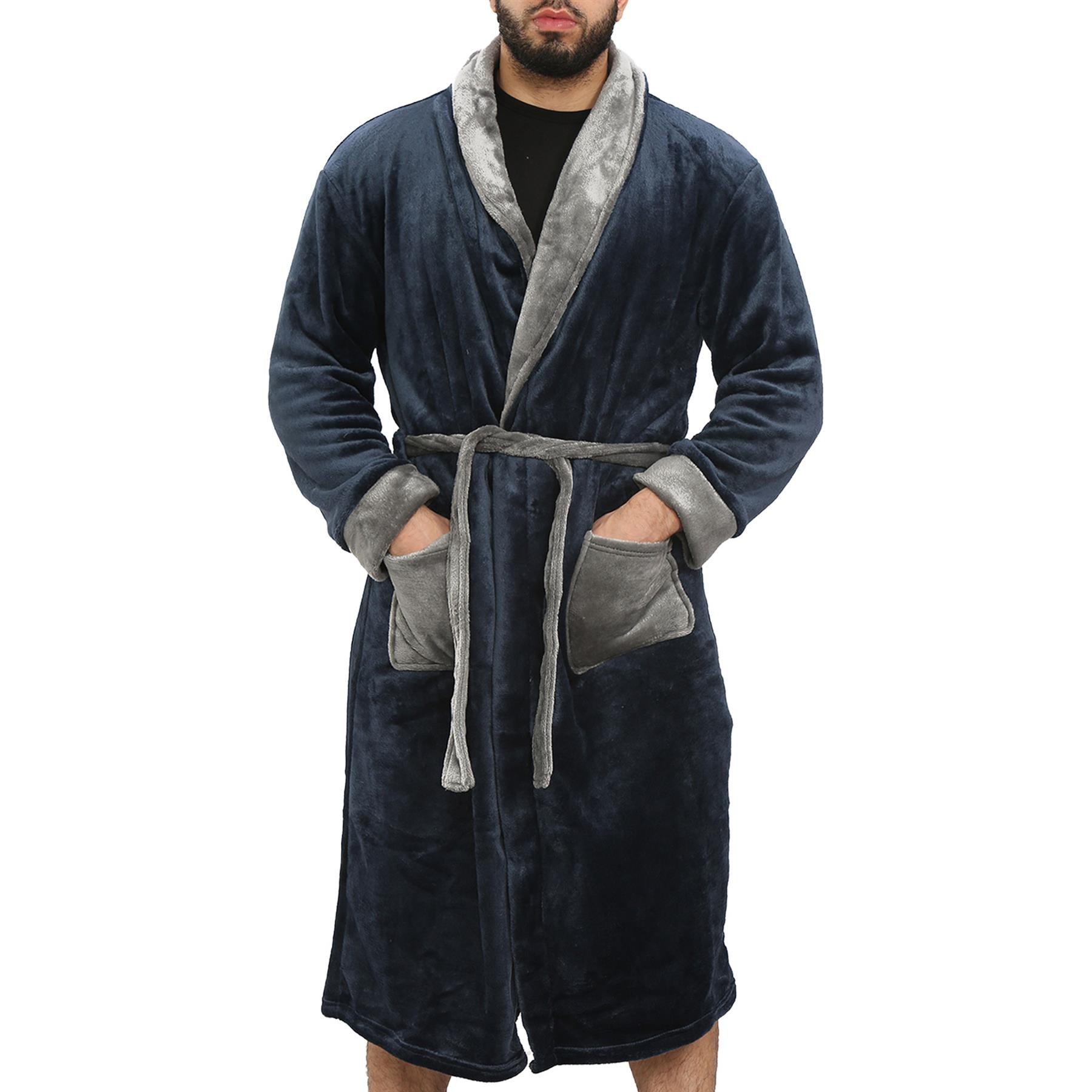 A2Z Mens Ultra Soft Luxury Fleece Dressing Gown Warm Cozy Loungewear Adult Robe