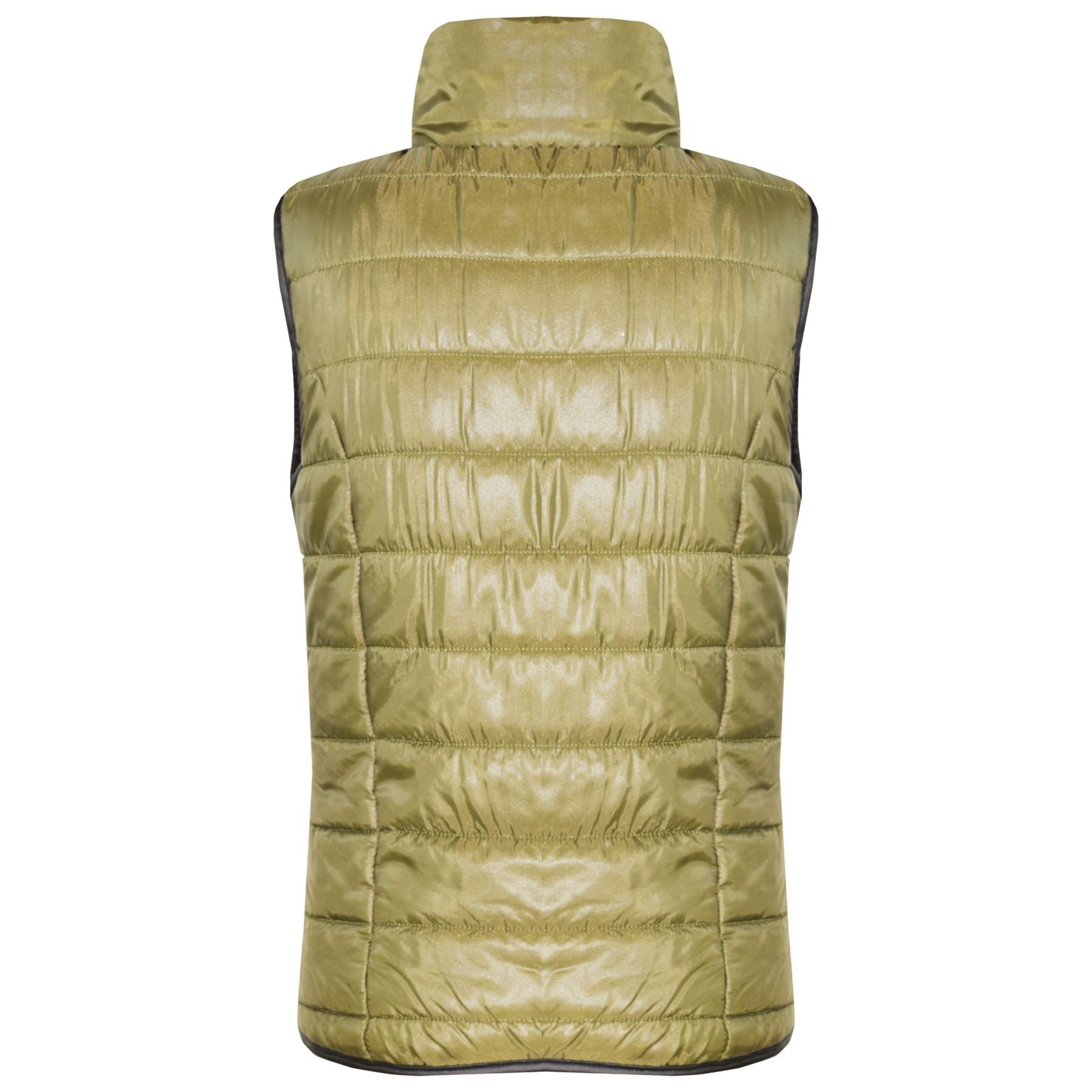 Kids Boys Girls Puffer Quilted Olive Sleeveless Wet Look Jacket
