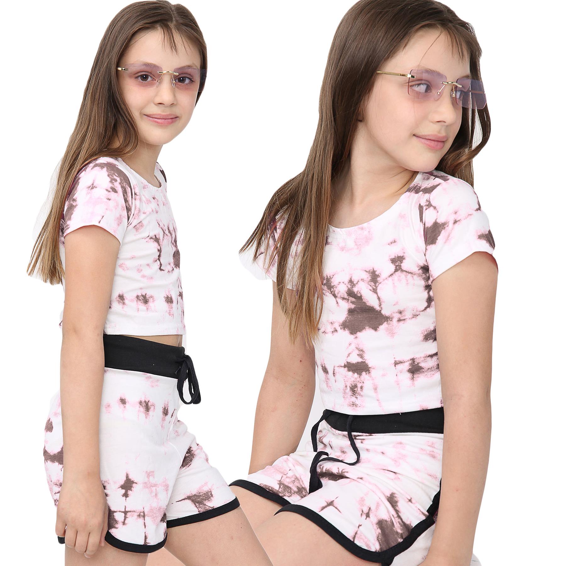 Girls Tie Dye Print Summer Top & Hot Shorts Set