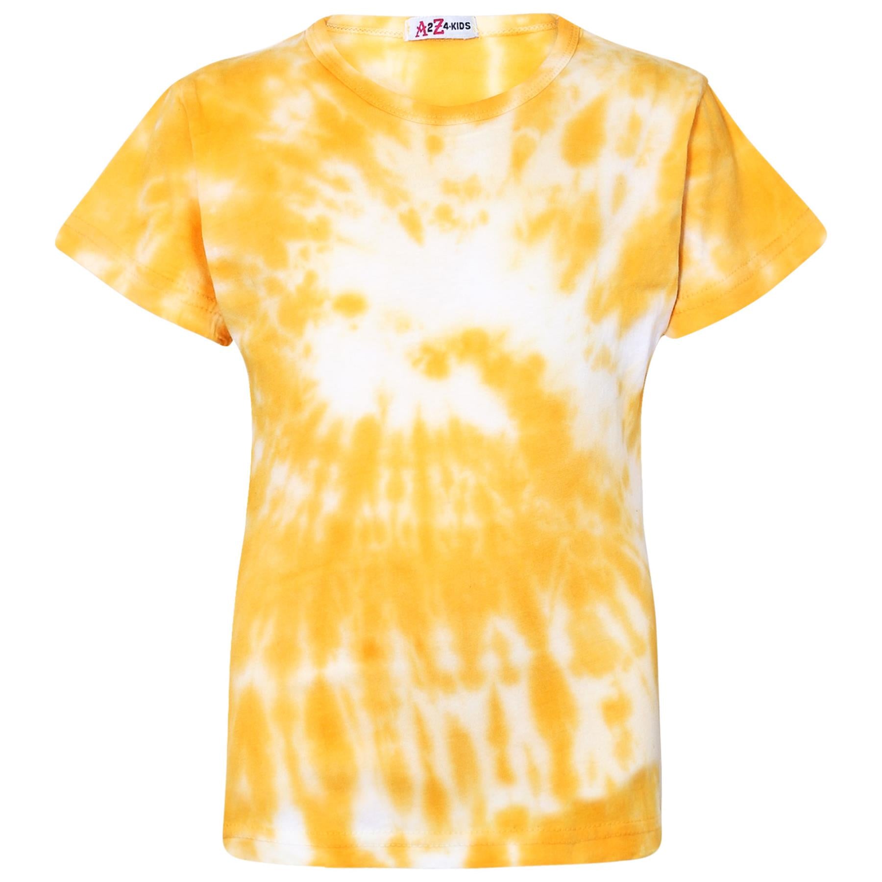 Girls T Shirts Yellow Tie Dye Print Trendy Fashion