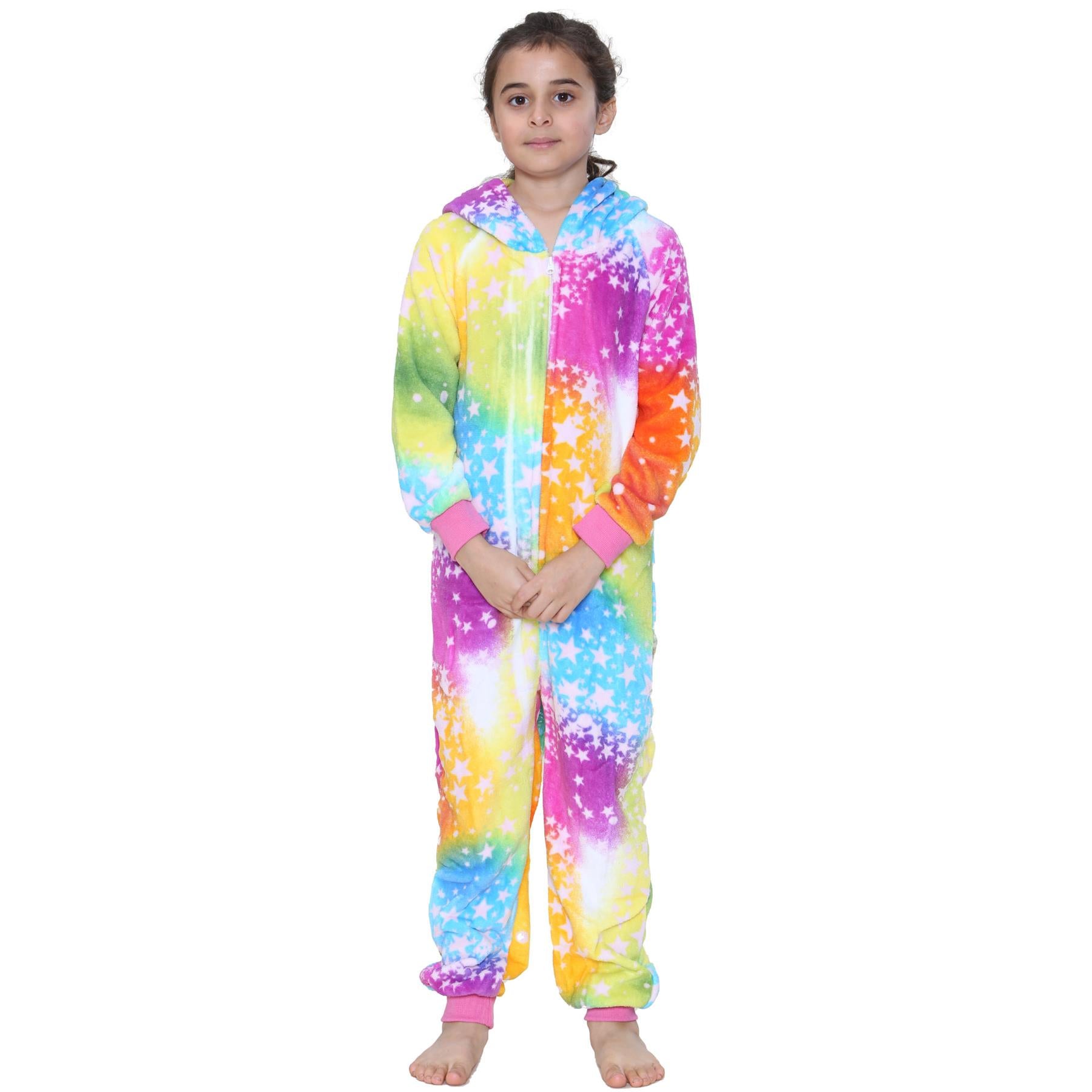 Kids A2Z Onesie One Piece Unicorn Star Rainbow Pyjamas World Book Day Costume