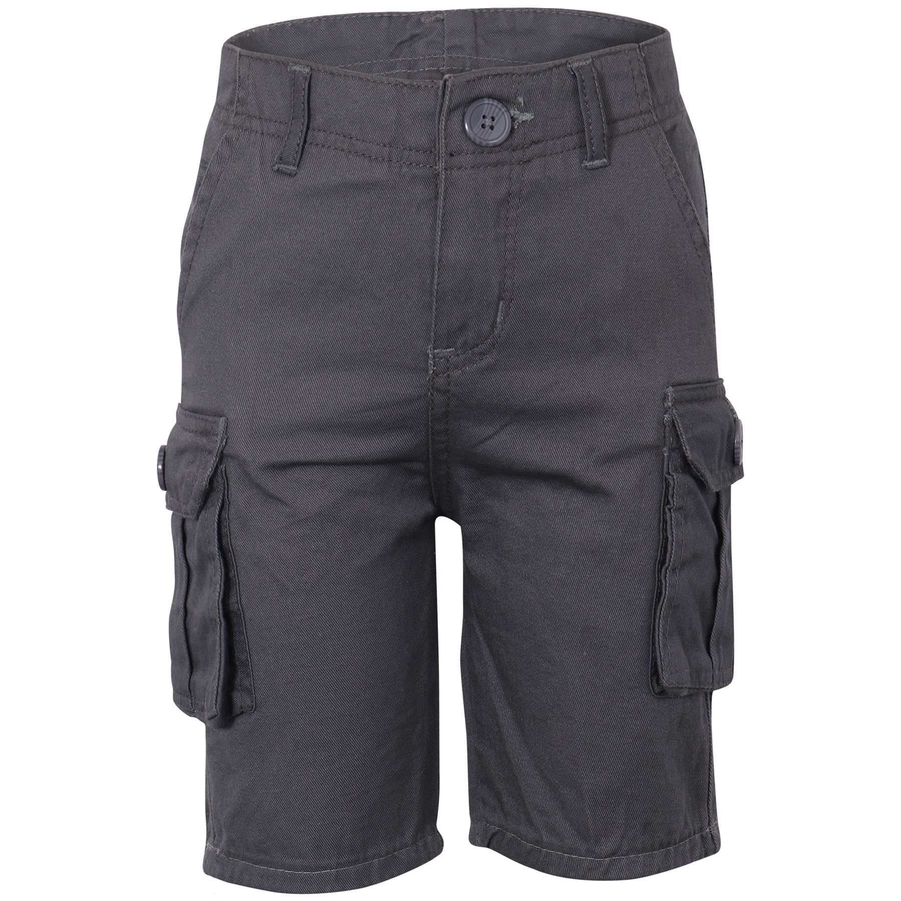 Kids Grey Summer Cargo Shorts For Boys