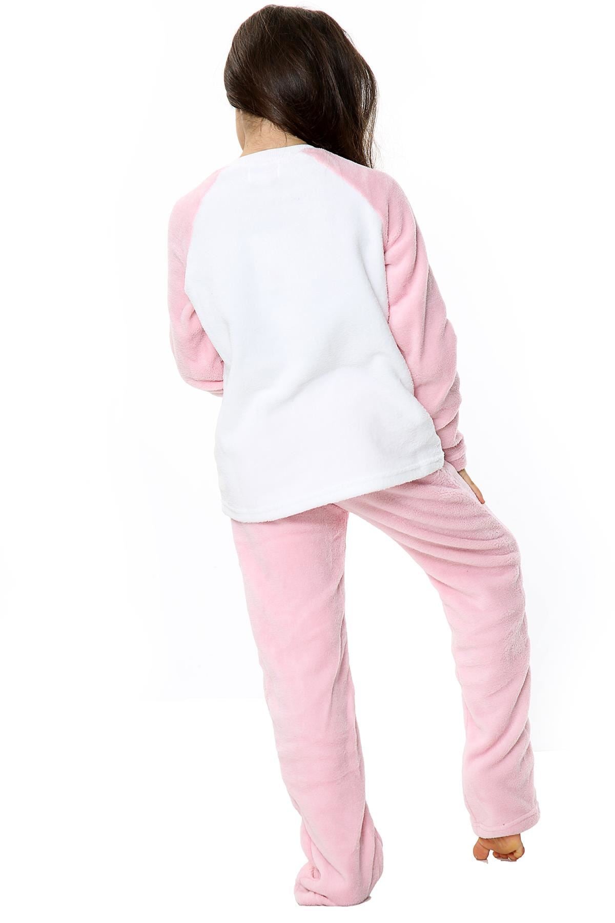Girls Boys Baby Pink Plain Fleece Pyjamas.