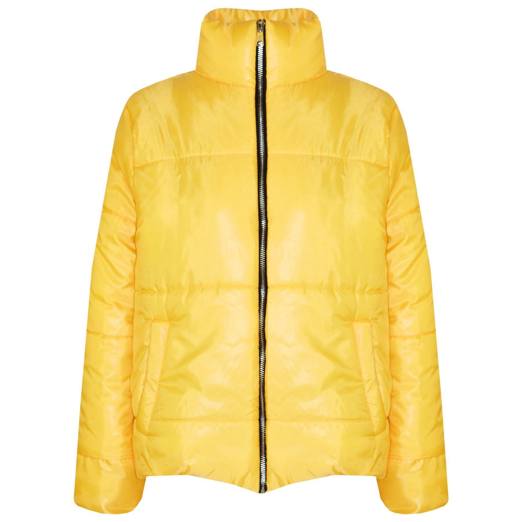 Girls Mustard Wetlook Padded Quilted Puffer Jacket - Kids Clothing Store