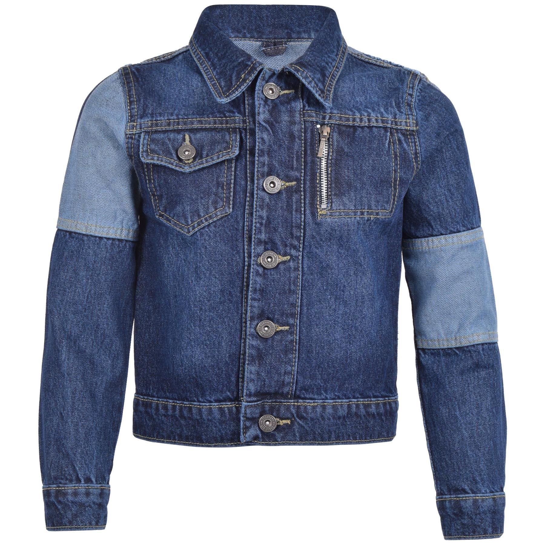 Mens Long Sleeves Dark Blue Denim Bomber Jacket