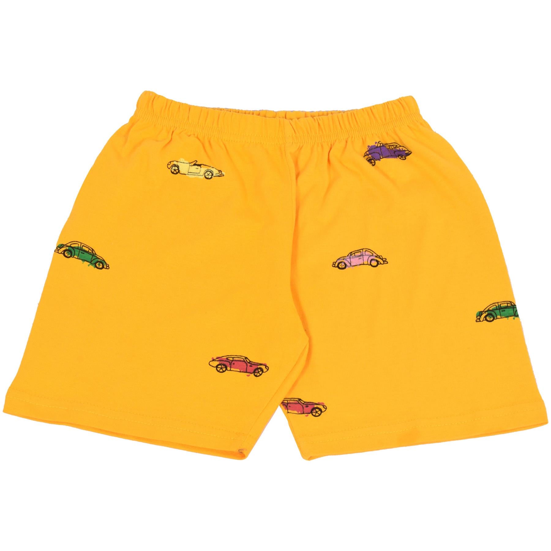 Kids Unisex Girls Boys Cars Yellow Print Pyjamas Summer Set