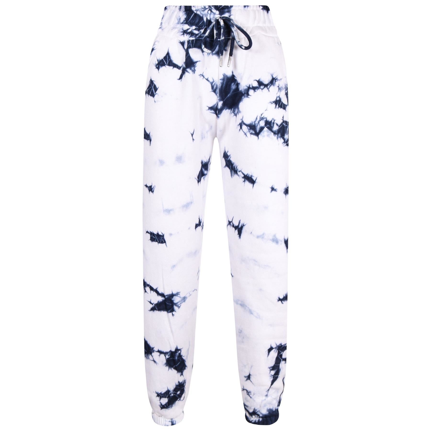 Kids Girls Tie Dye Printed Navy Cropped Hoodie & Bottom Tracksuit