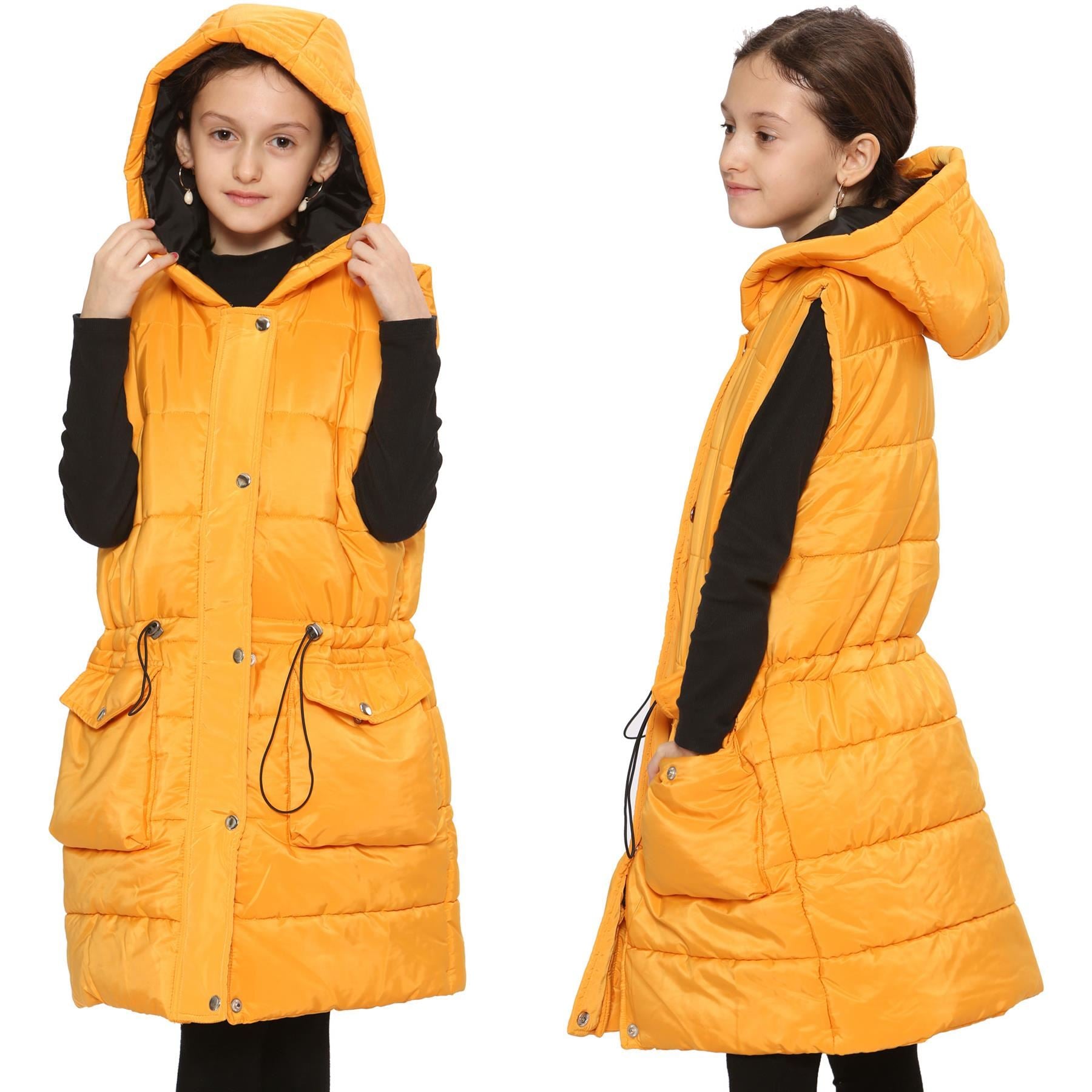 Kids Girls Oversized Gilet Long Line Style Jacket