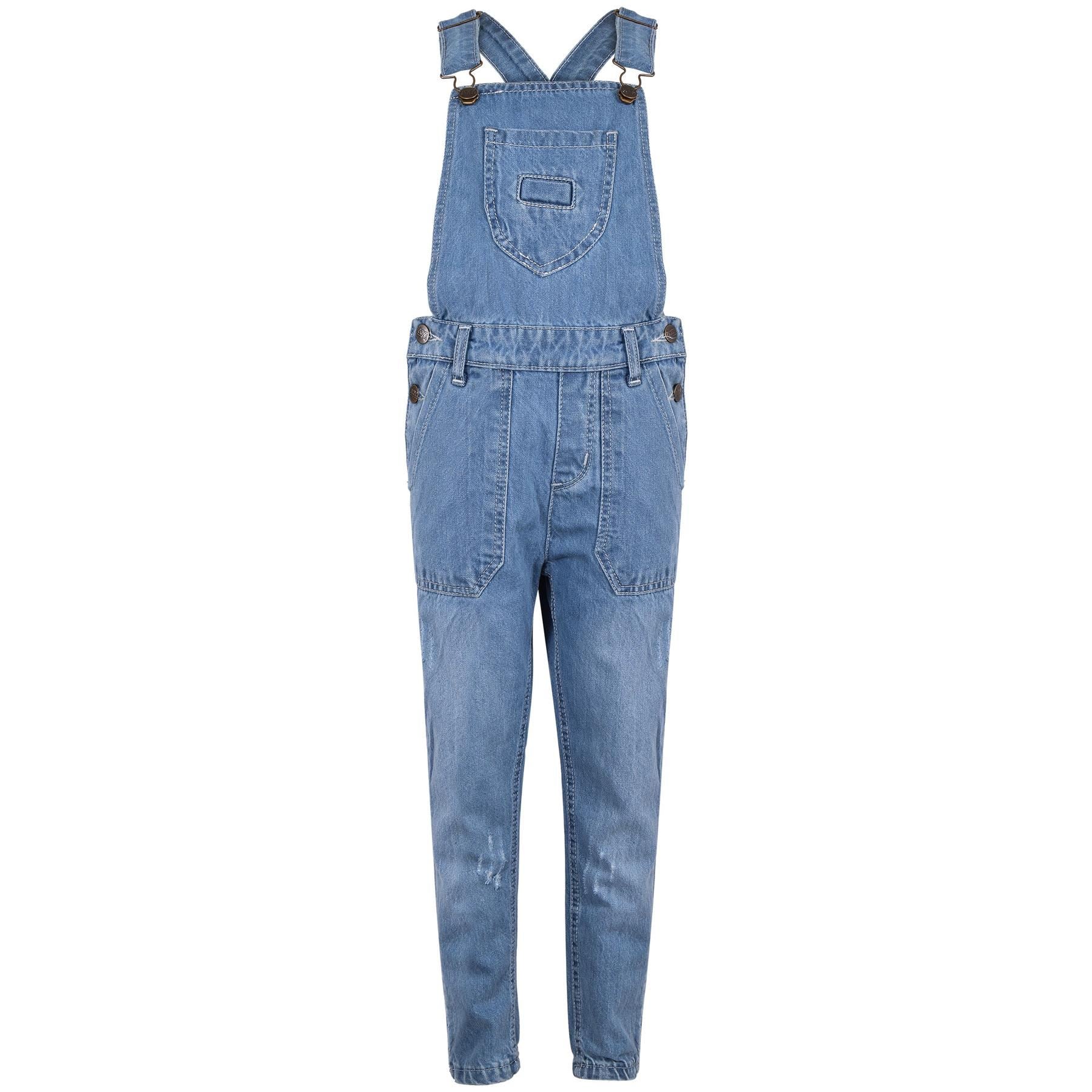 A2Z 4 Kids Girls Dungaree Jeans Full Length Overall Jumpsuit Age 5-13