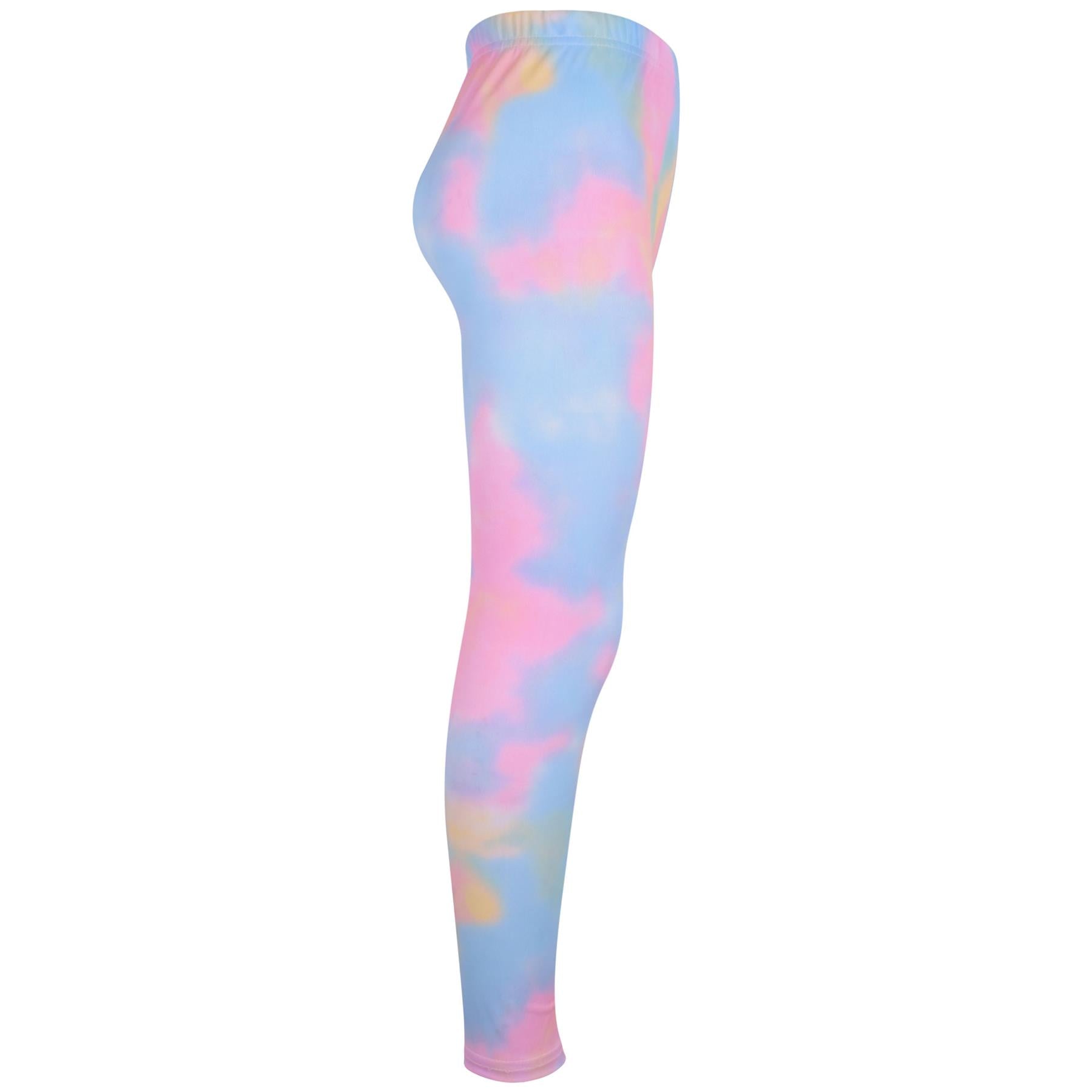 Girls Tie Dye Print Rainbow Soft Stretchy Fashion Leggings