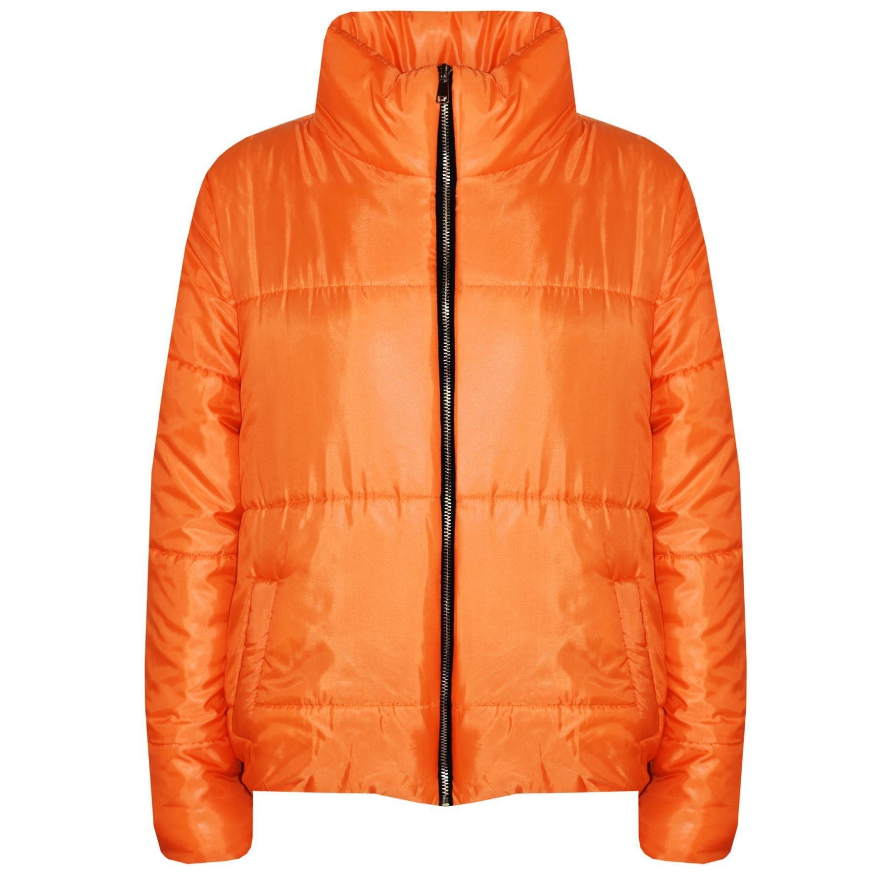 Girls Orange Wetlook Padded Quilted Puffer Jacket - Kids Clothing Store