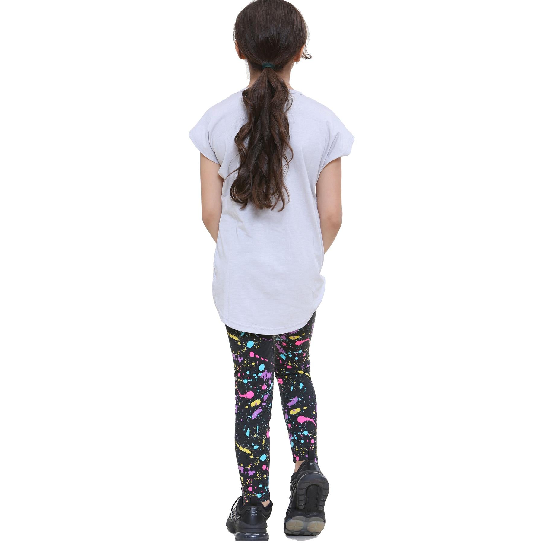 Girls Short sleeves Nope Print Splash Tank Set