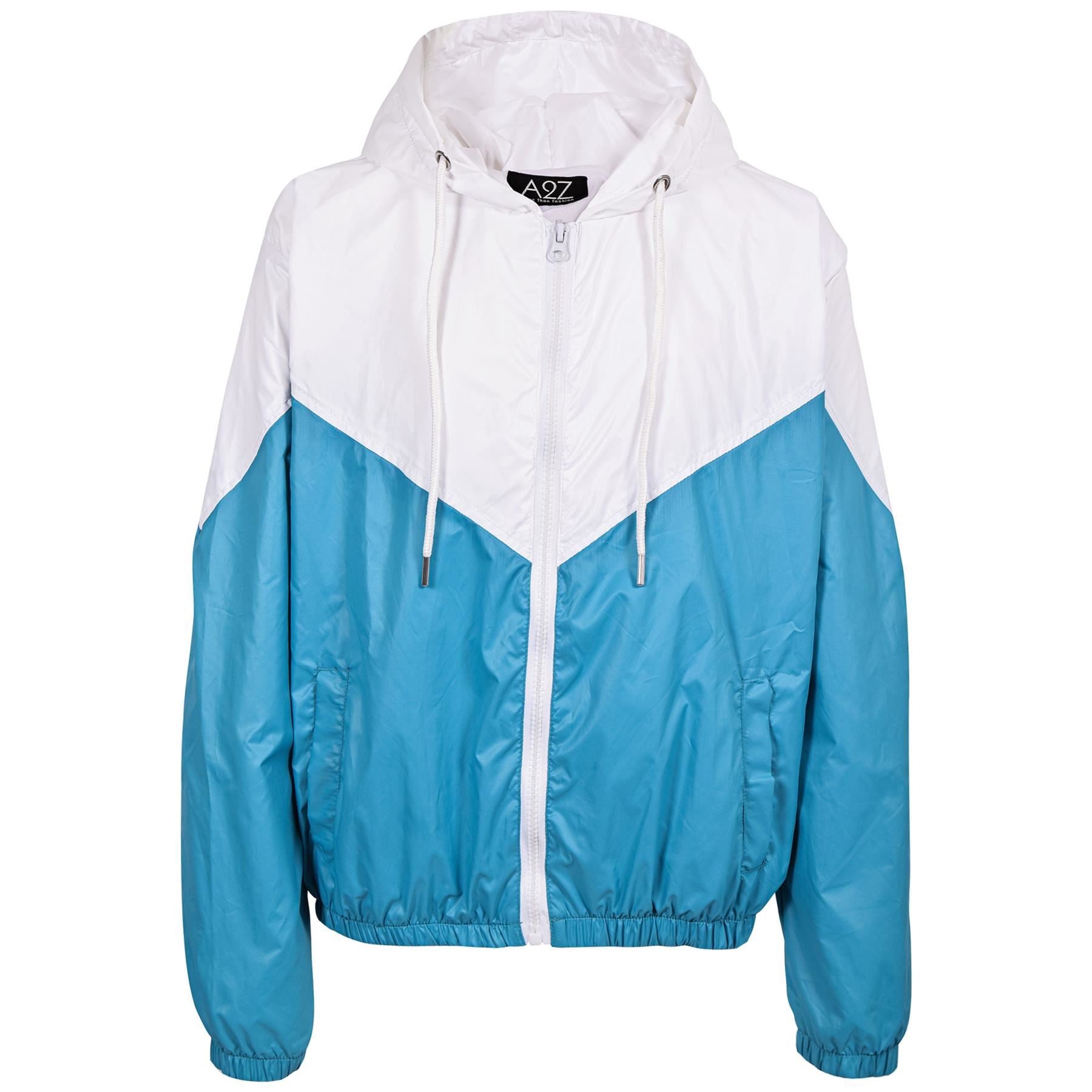 Girls Boys Contrast Panelled Lightweight Turquoise Windbreaker Jacket