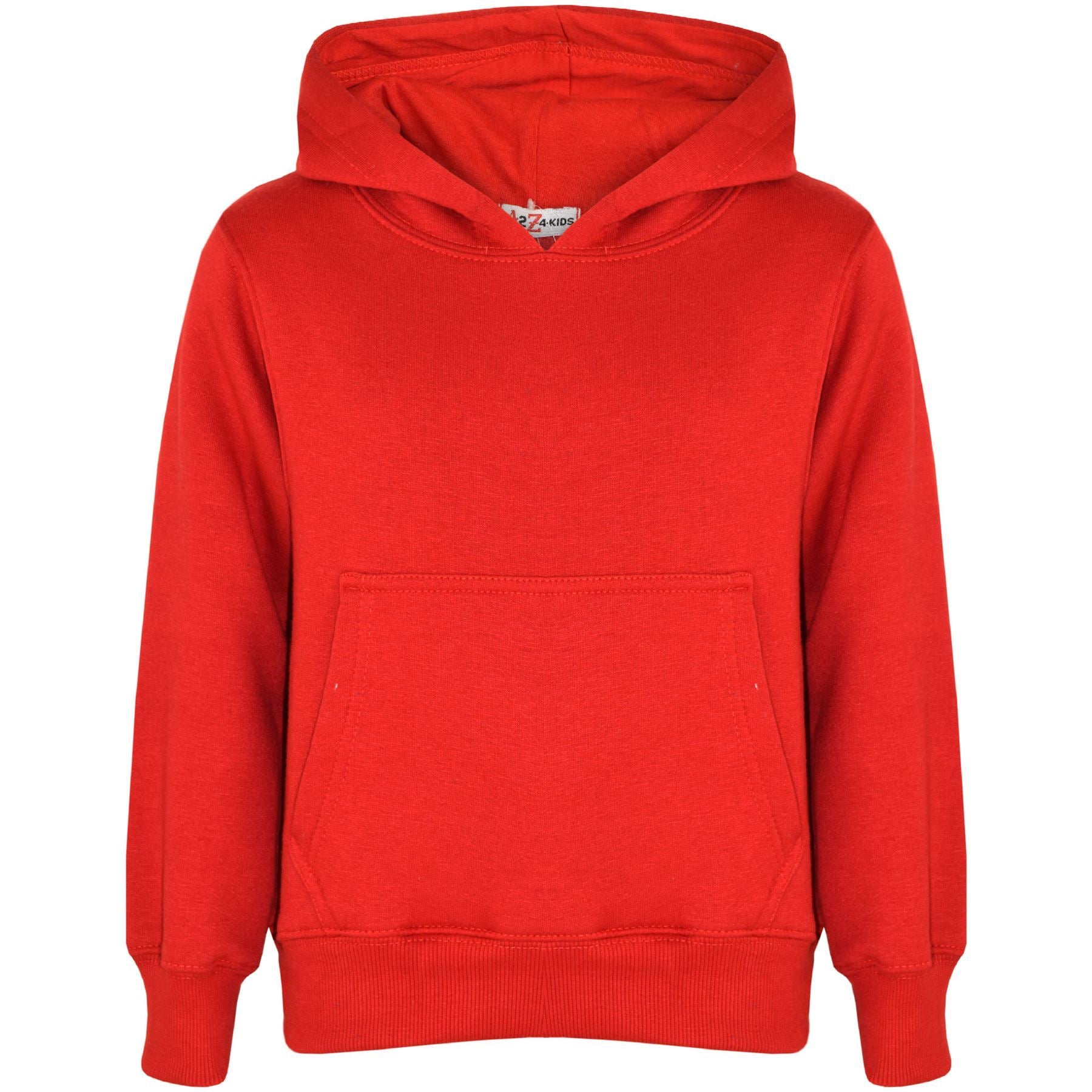 Kids Girls Boys Plain Crew Neck Hooded Sweatshirt