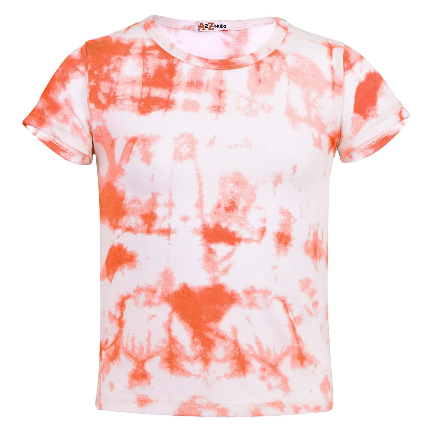 Girls Orange Tie Dye Print T Shirts