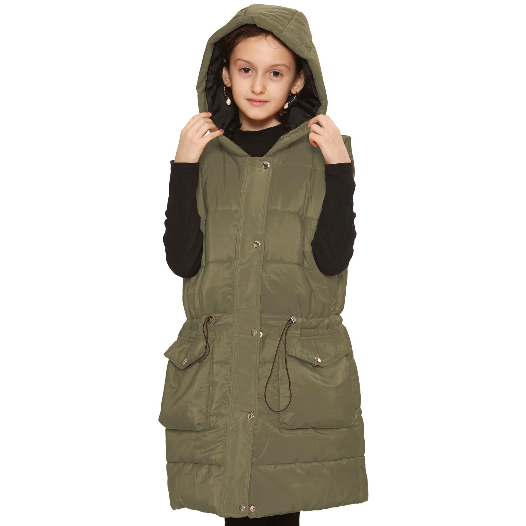 Kids Girls Oversized Gilet Long Line Style Jacket