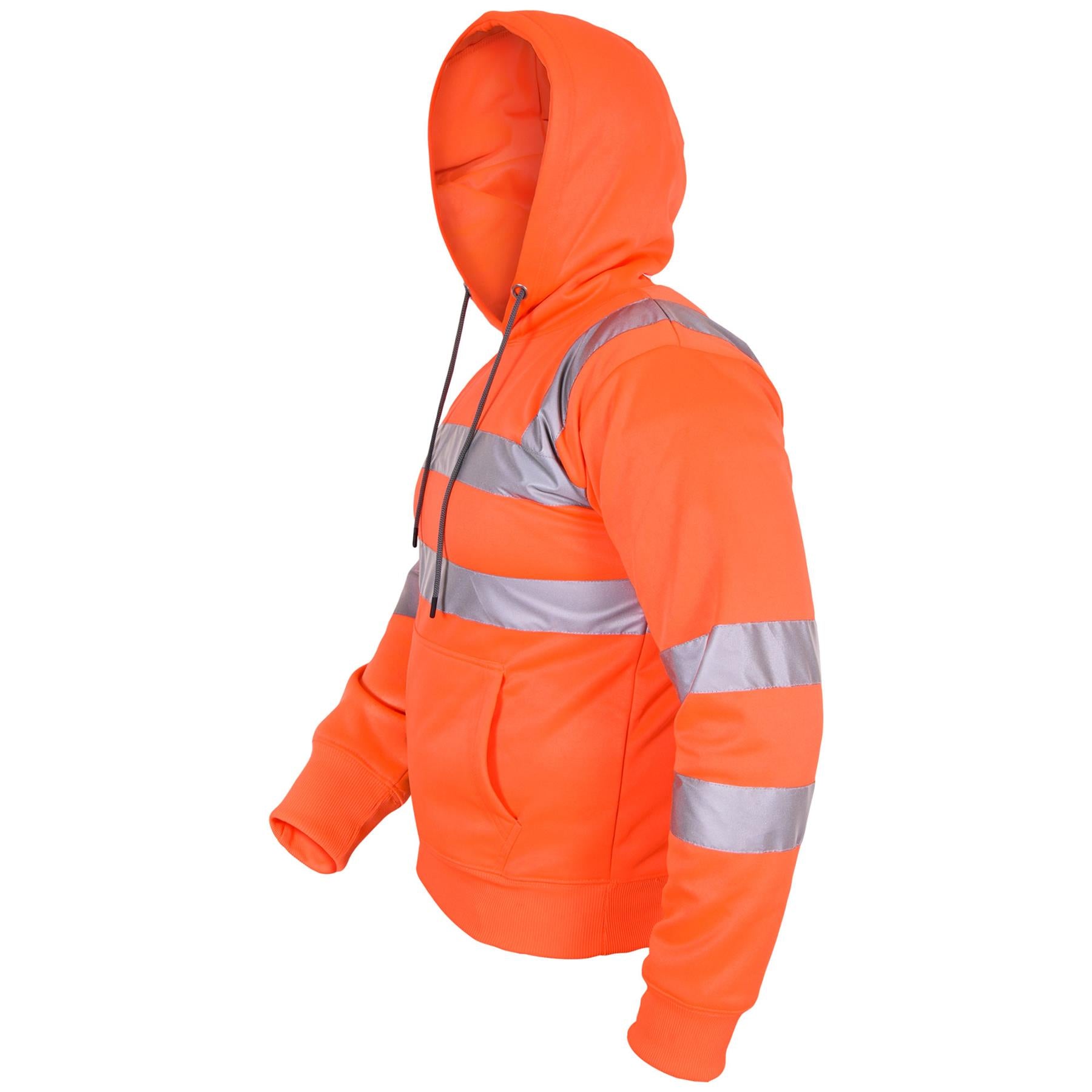 Mens High Visibility Safe Work Reflective Sweatshirt Hi Viz Zip Up Sweat Hoodie