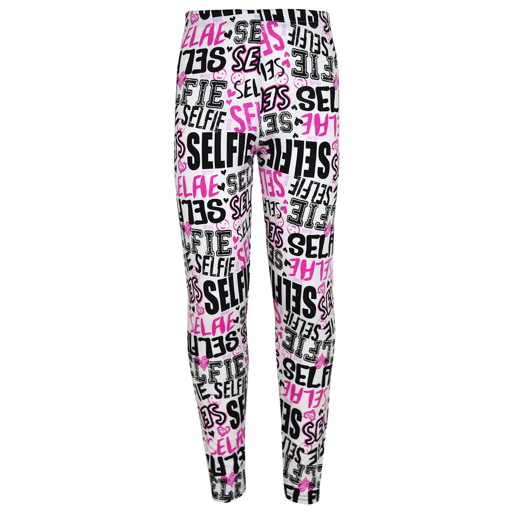 Kids Girls Selfie Brush Paint Print Crop Top & Legging Set