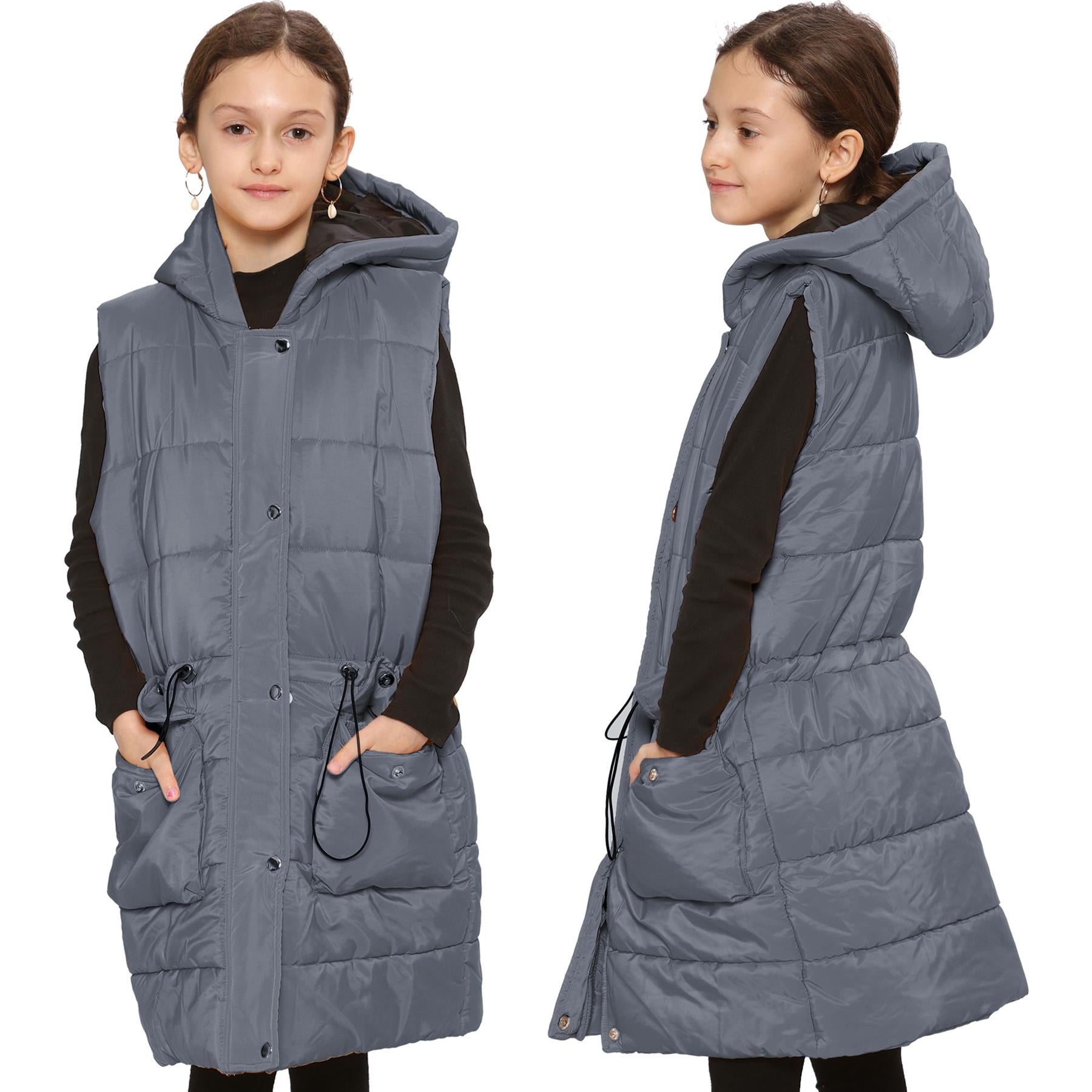 Kids Girls Oversized Gilet Long Line Style Jacket