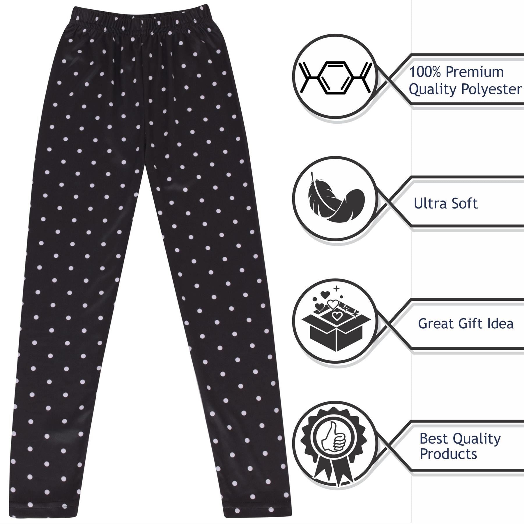 Girls Spotty Print Black Soft Stretchy Fashion Leggings