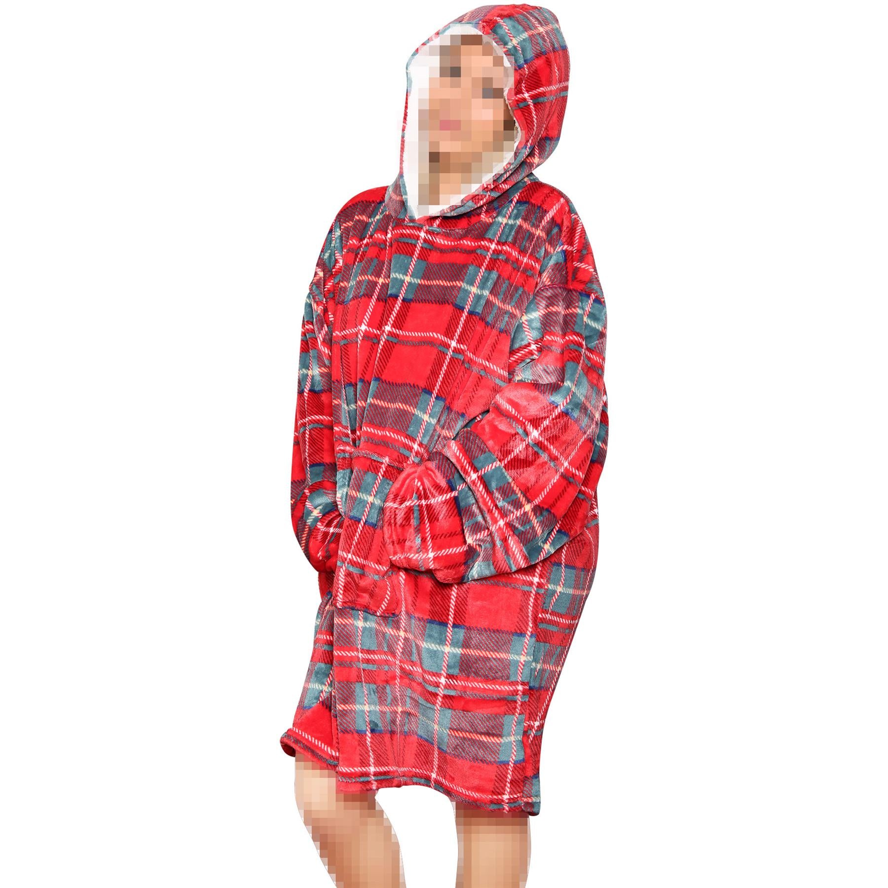 Unisex Men Ladies Oversized Hoodie Animal Snuggle Blanket Super Soft Warm Fleece