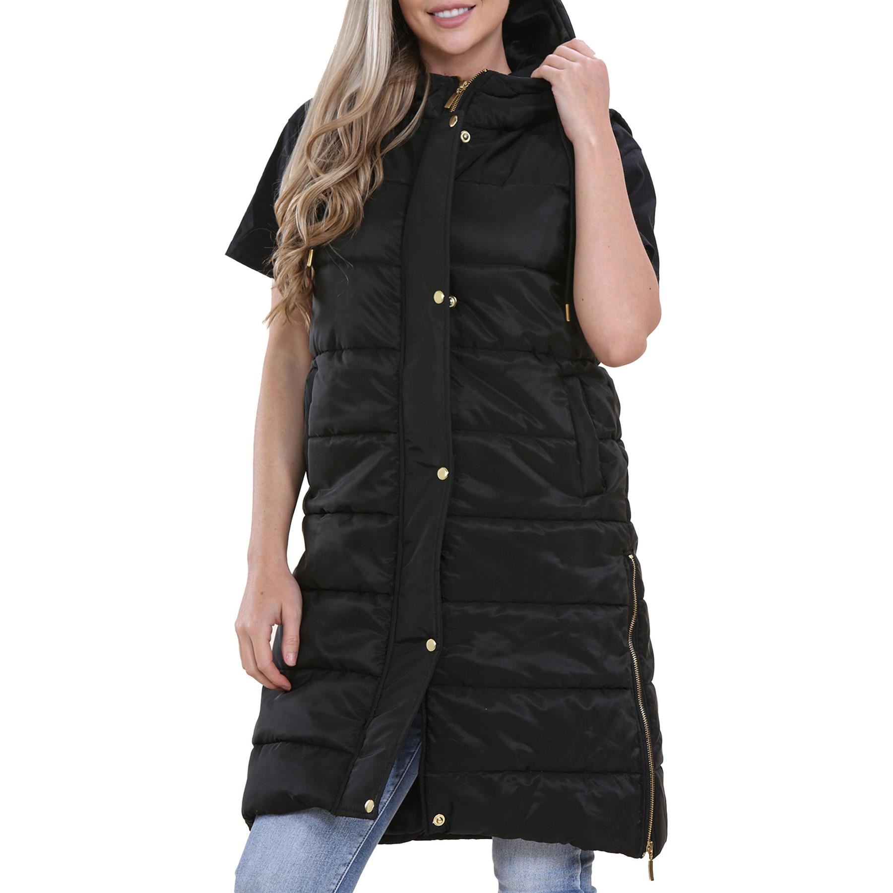 Ladies Oversized Gilet Long Line Style Black Jacket Coat