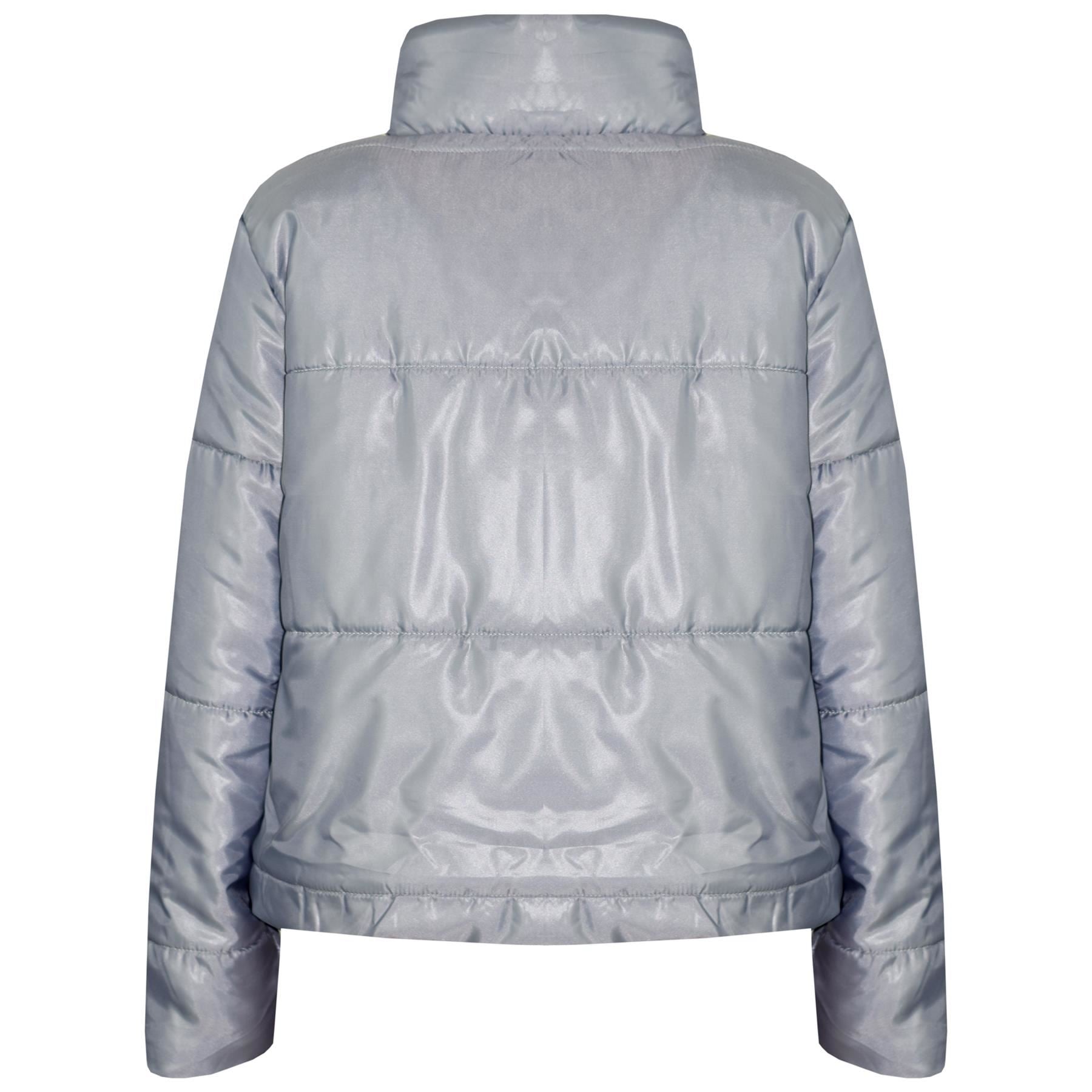 Girls Silver Grey Wetlook Padded Quilted Puffer Jacket - Kids Clothing Store