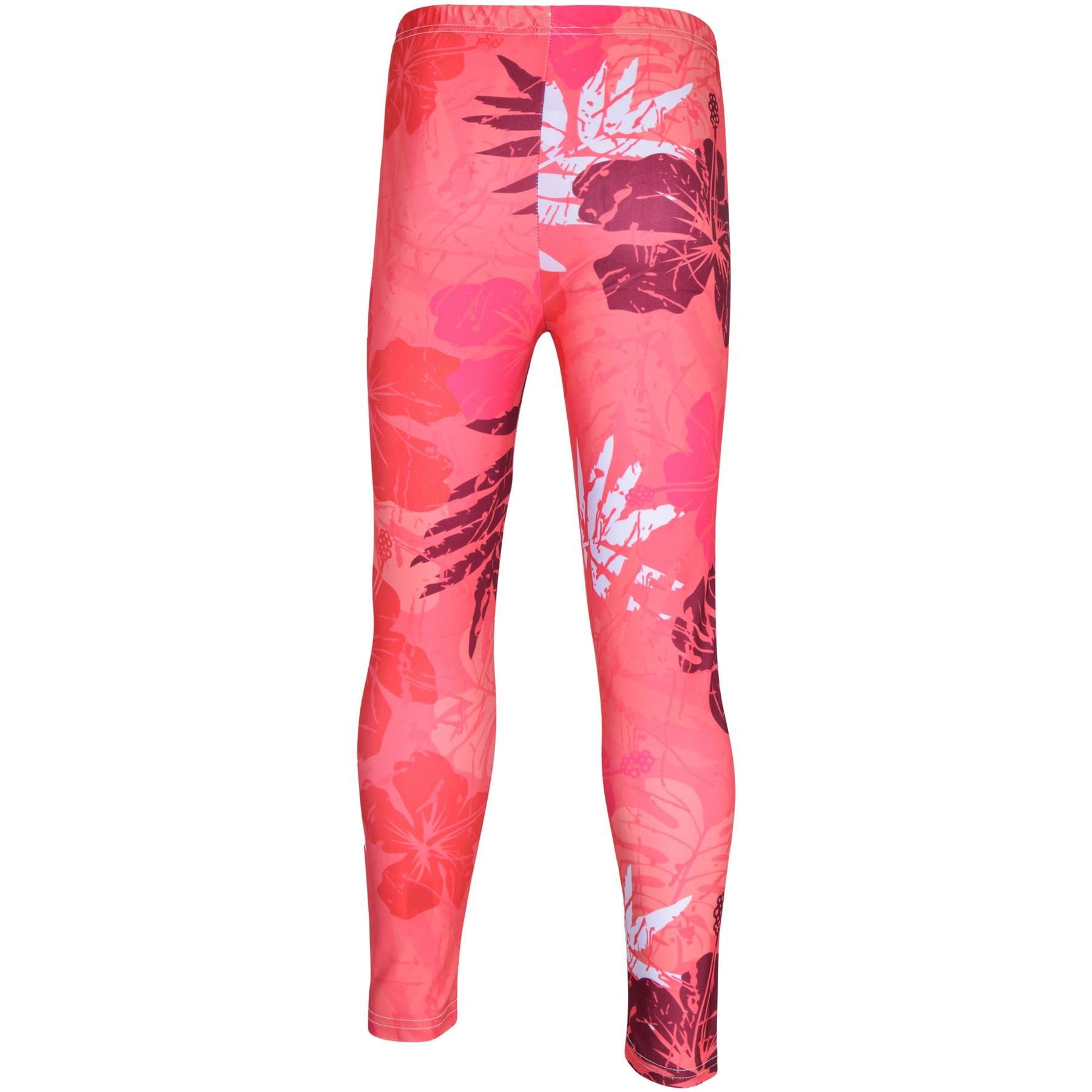 Kids Girls Camo Leaf Print Pink Leggings