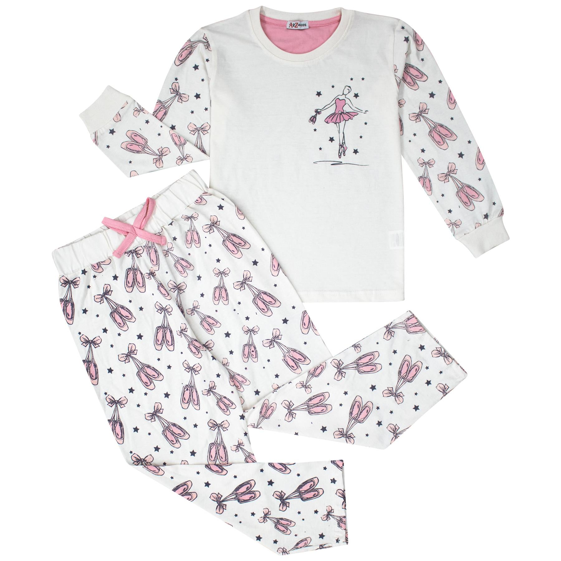 Kids Girls Dancing Baby Pink Print Pyjamas Set